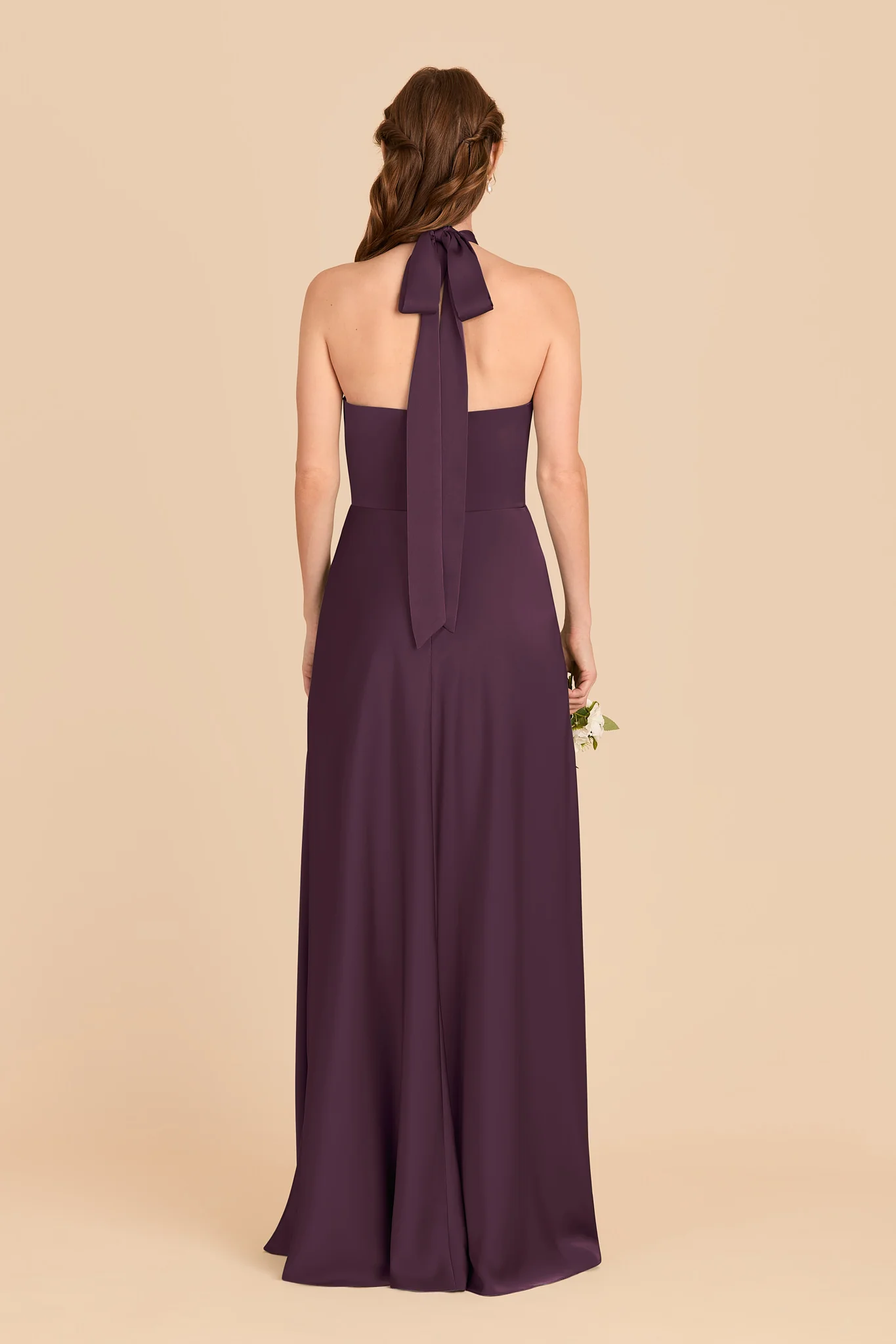 Monica Matte Satin Dress - Plum - Image 5