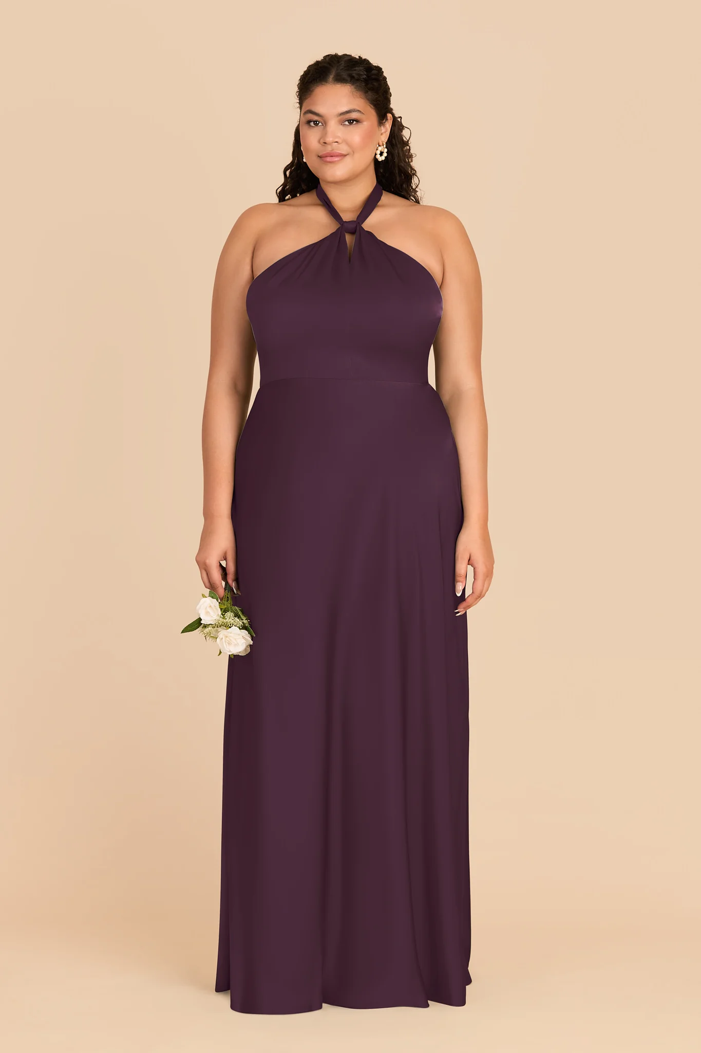 Monica Matte Satin Dress - Plum - Image 6