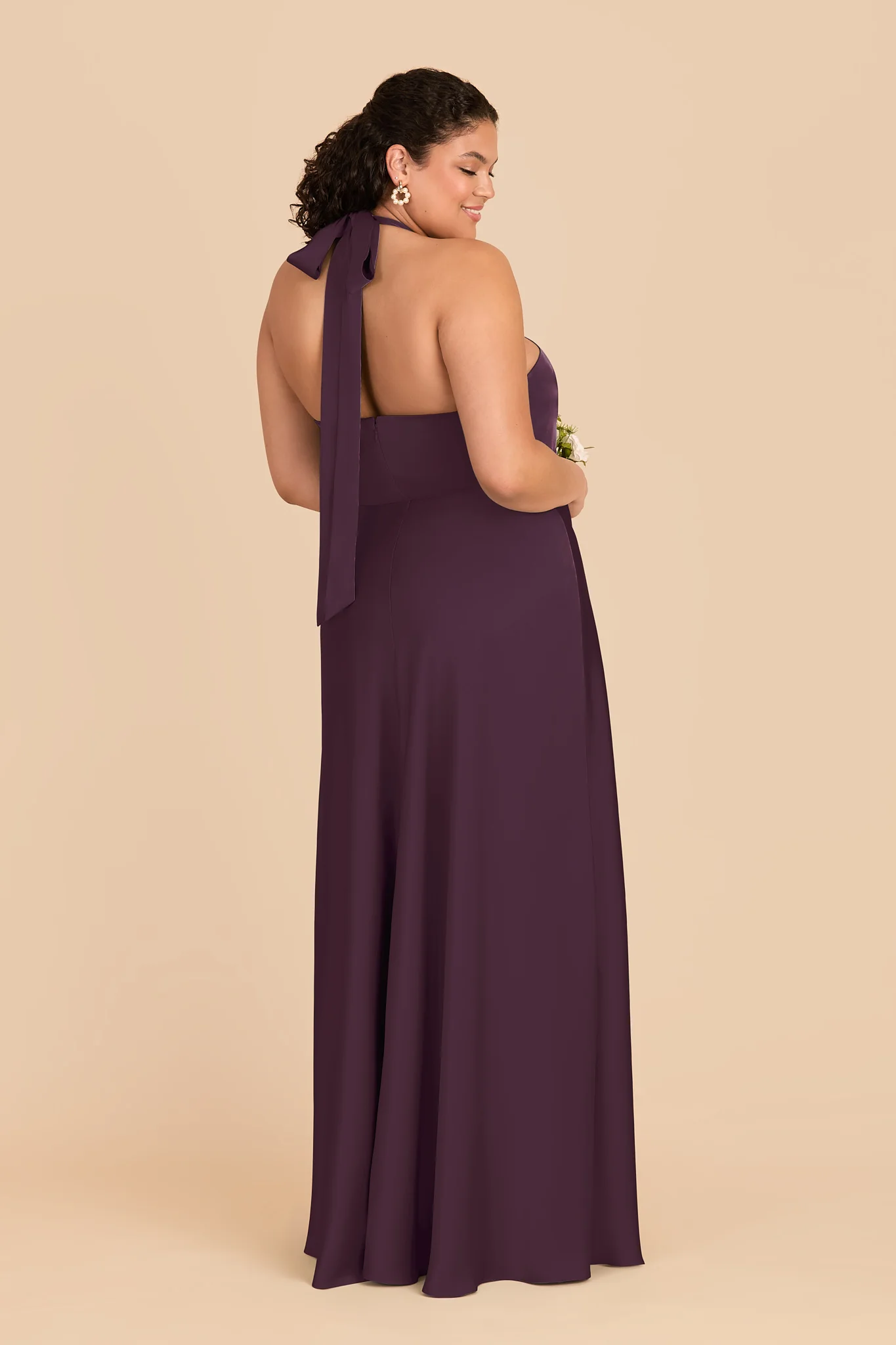 Monica Matte Satin Dress - Plum - Image 7
