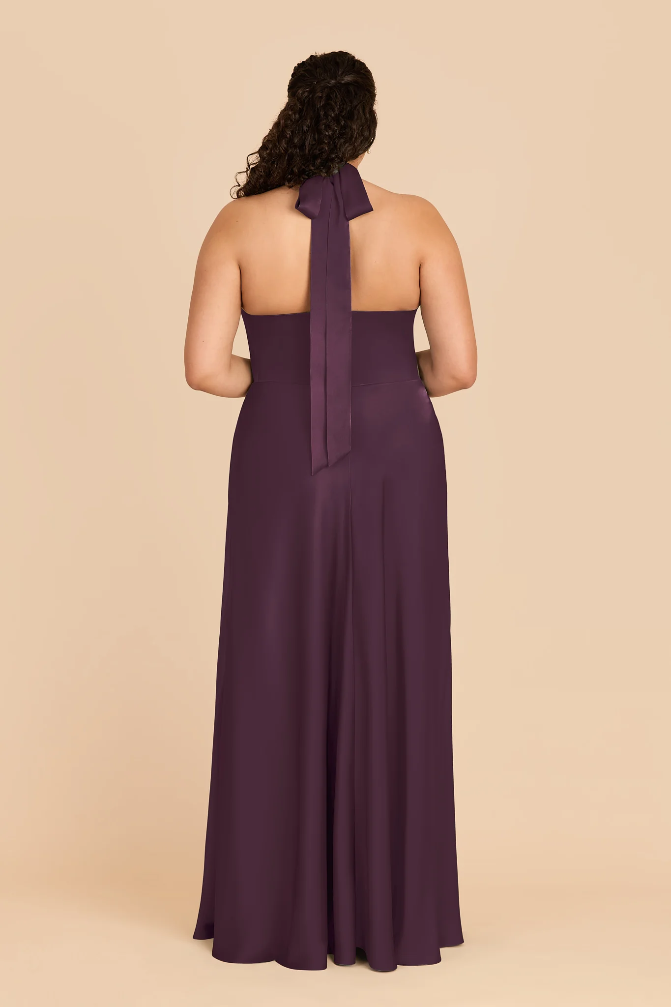 Monica Matte Satin Dress - Plum - Image 8
