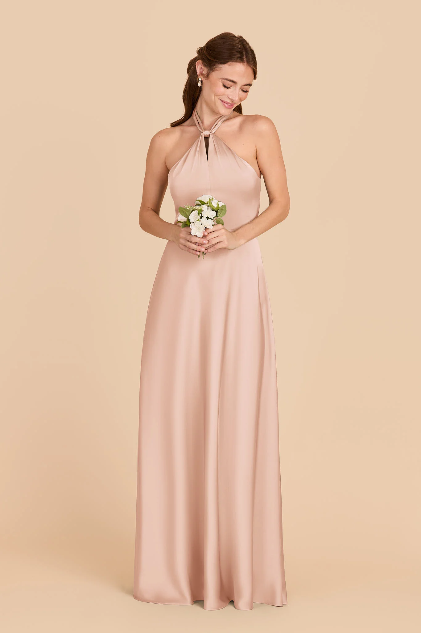 Monica Matte Satin Dress - Rose Gold