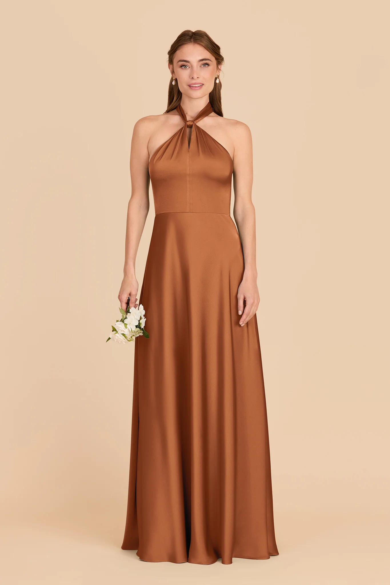 Monica Matte Satin Dress - Rust