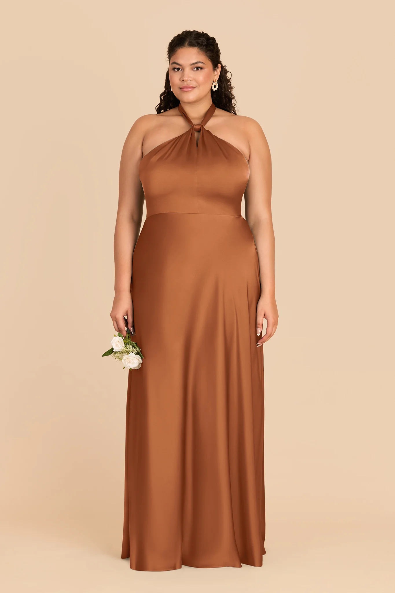 Monica Matte Satin Dress - Rust - Image 2