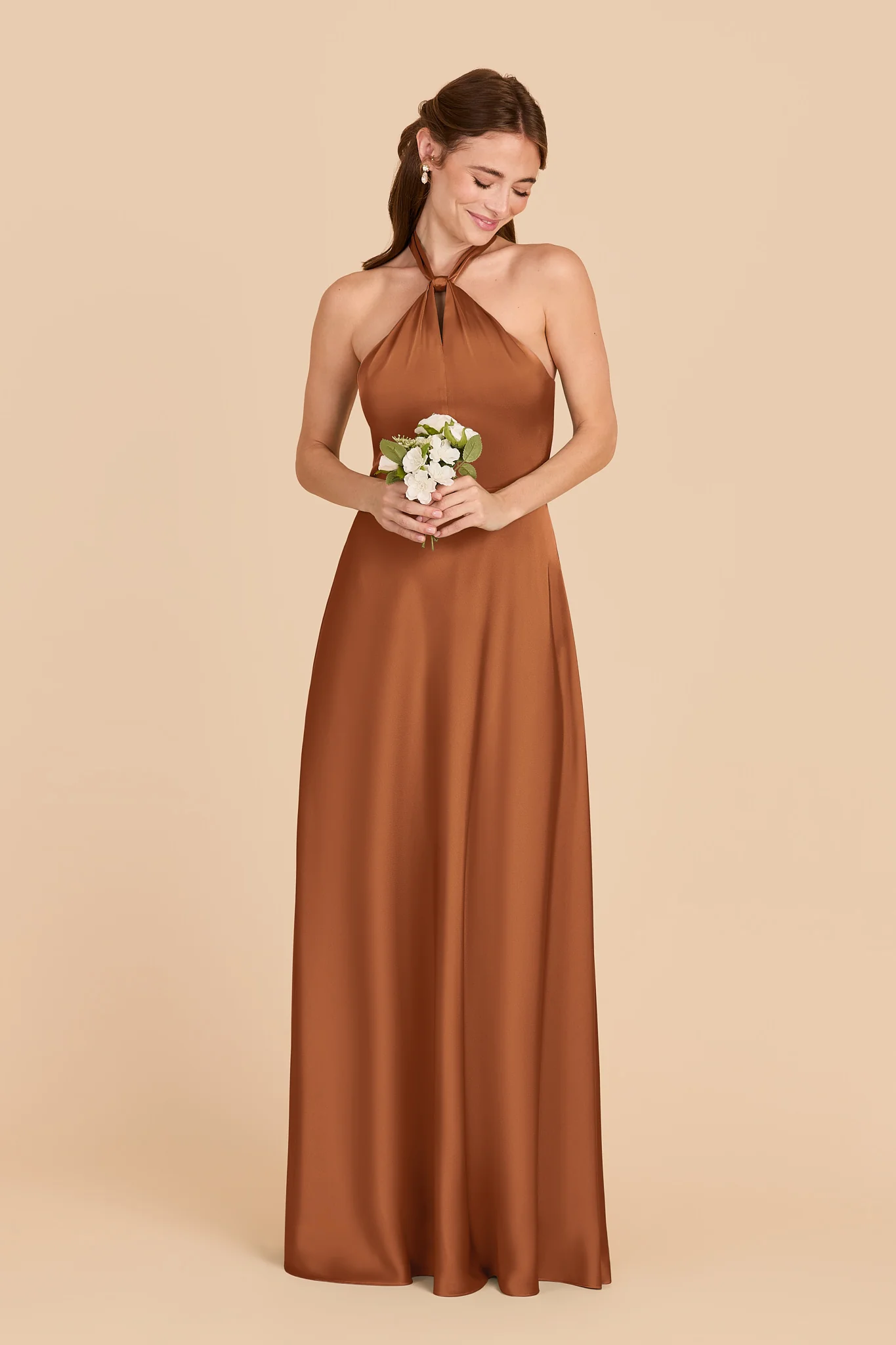 Monica Matte Satin Dress - Rust - Image 3