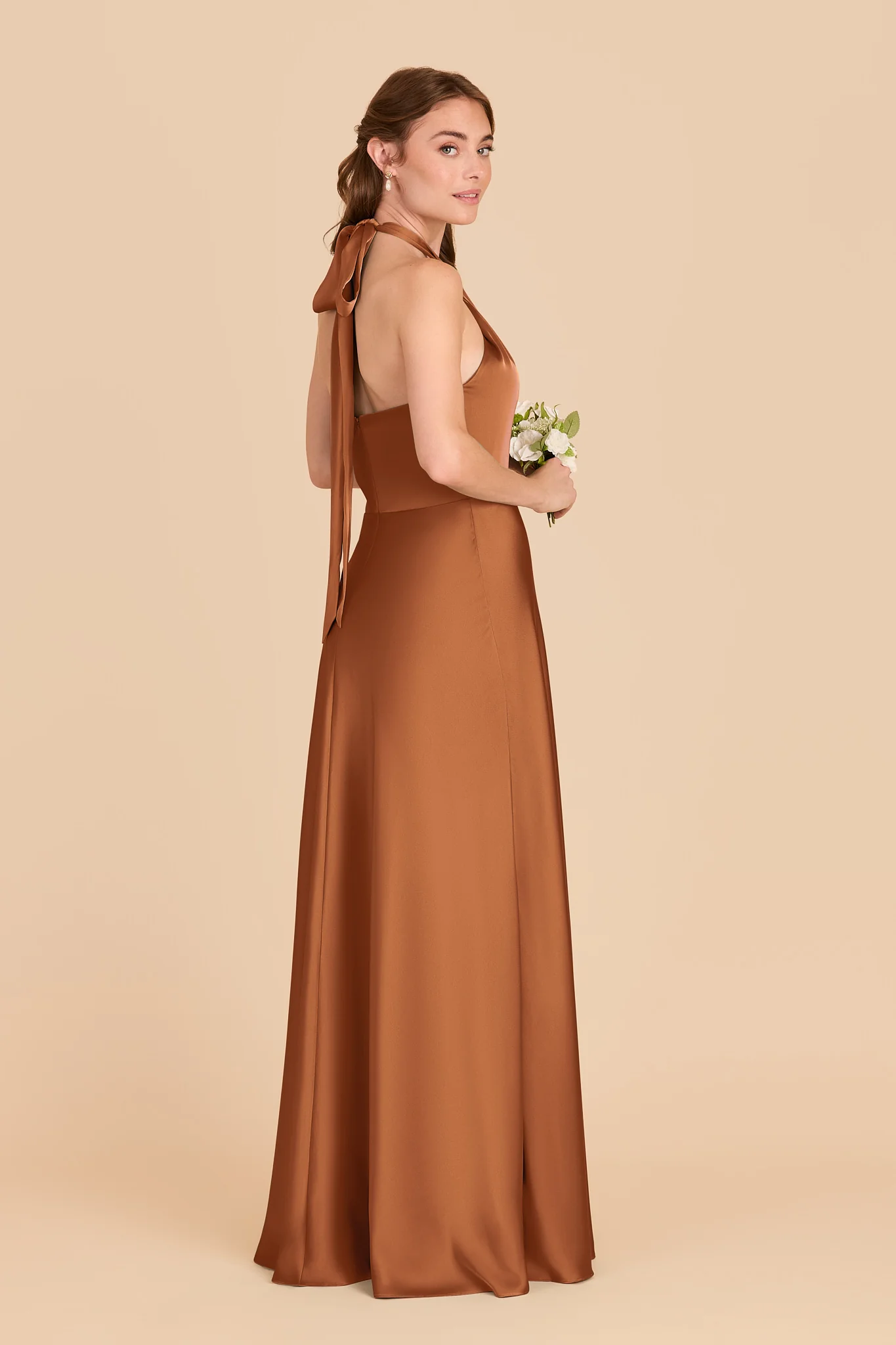 Monica Matte Satin Dress - Rust - Image 4