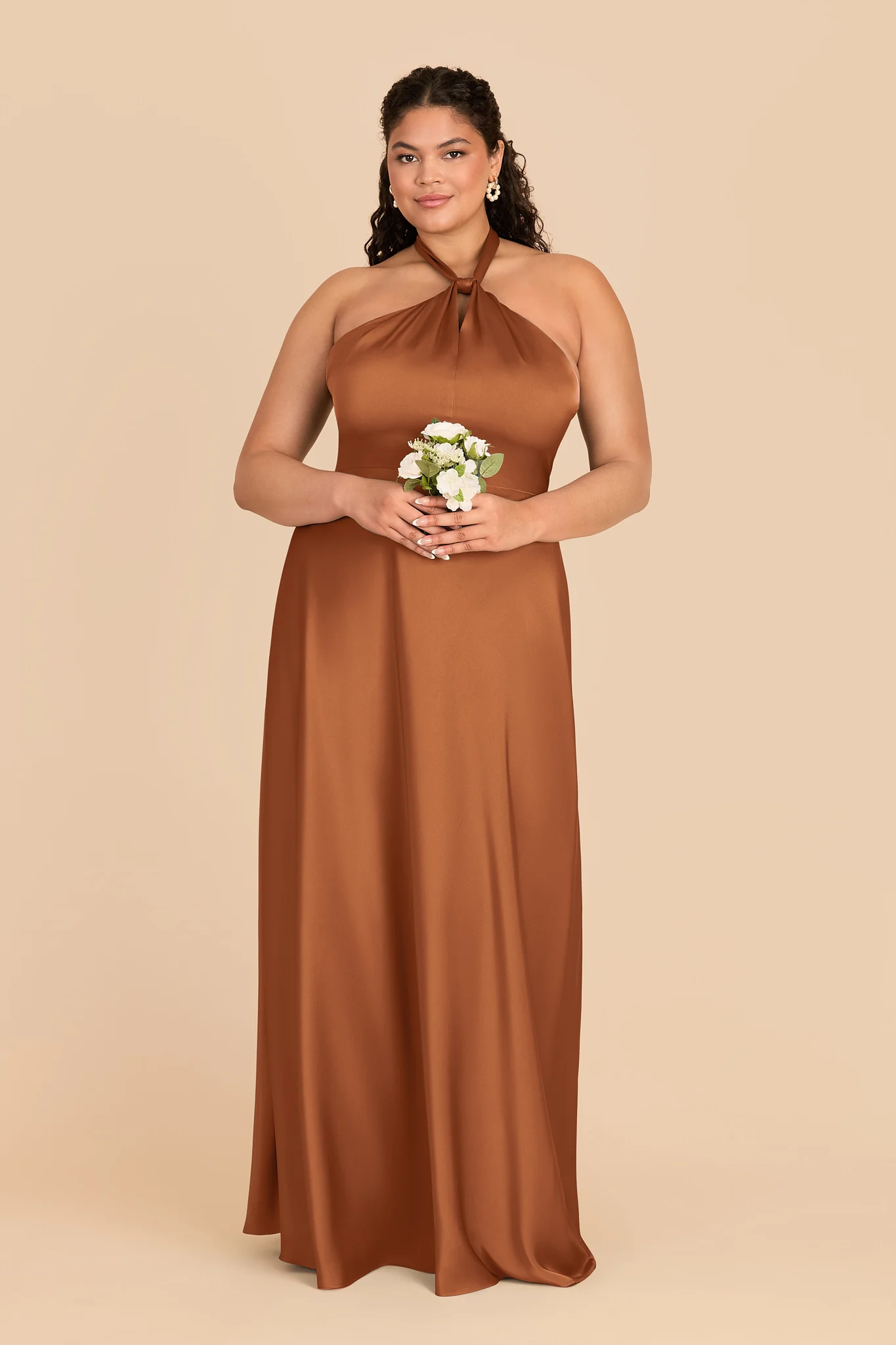 Monica Matte Satin Dress - Rust - Image 6