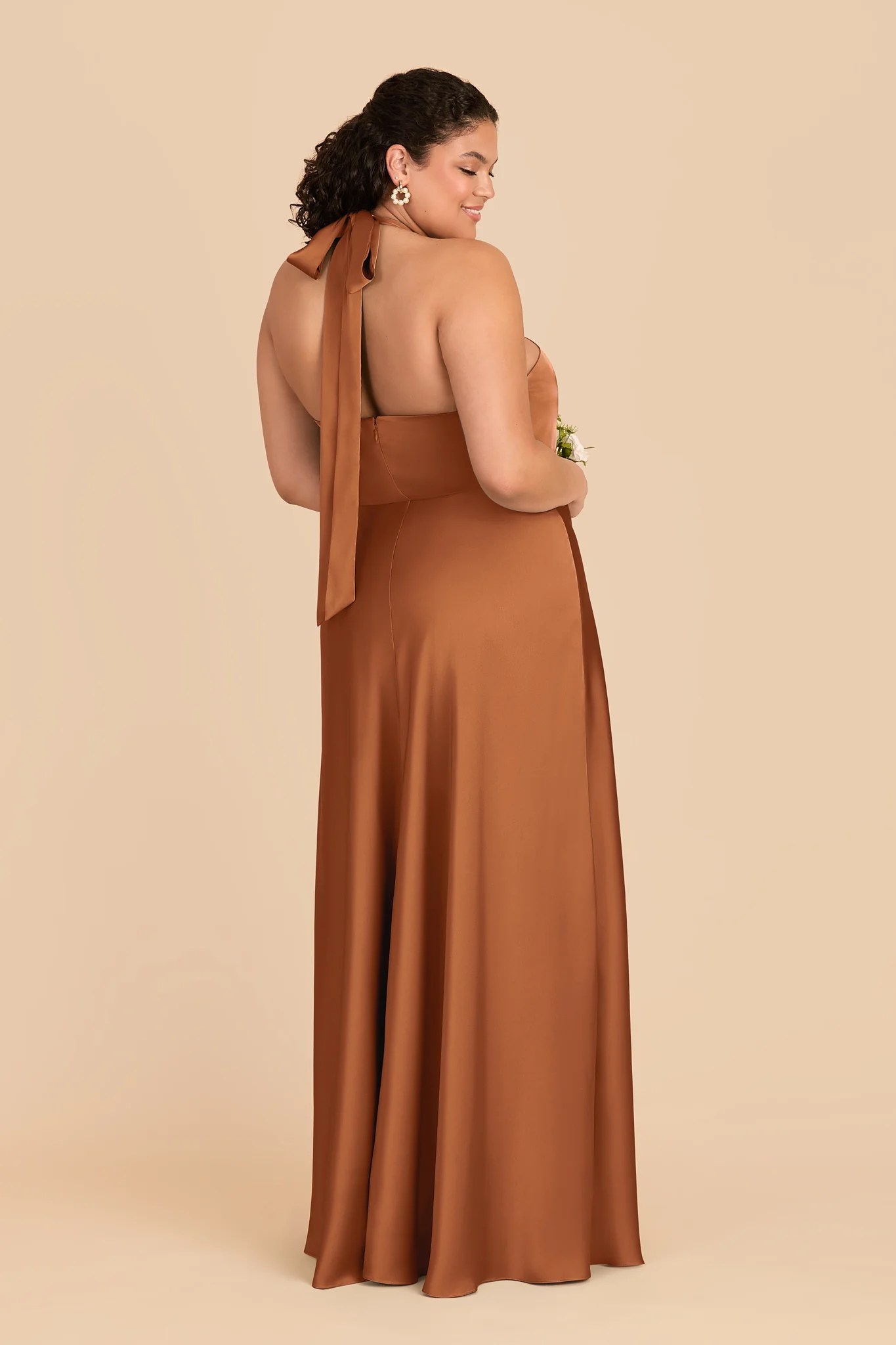 Monica Matte Satin Dress - Rust - Image 7