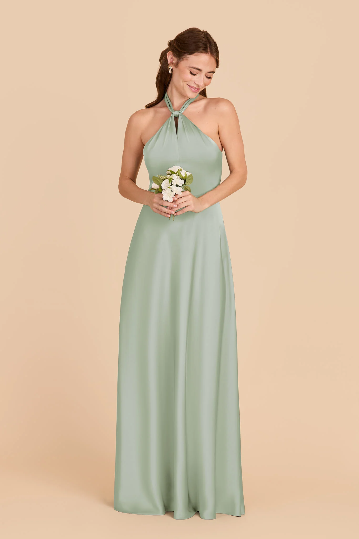 Monica Matte Satin Dress - Sage - Image 3