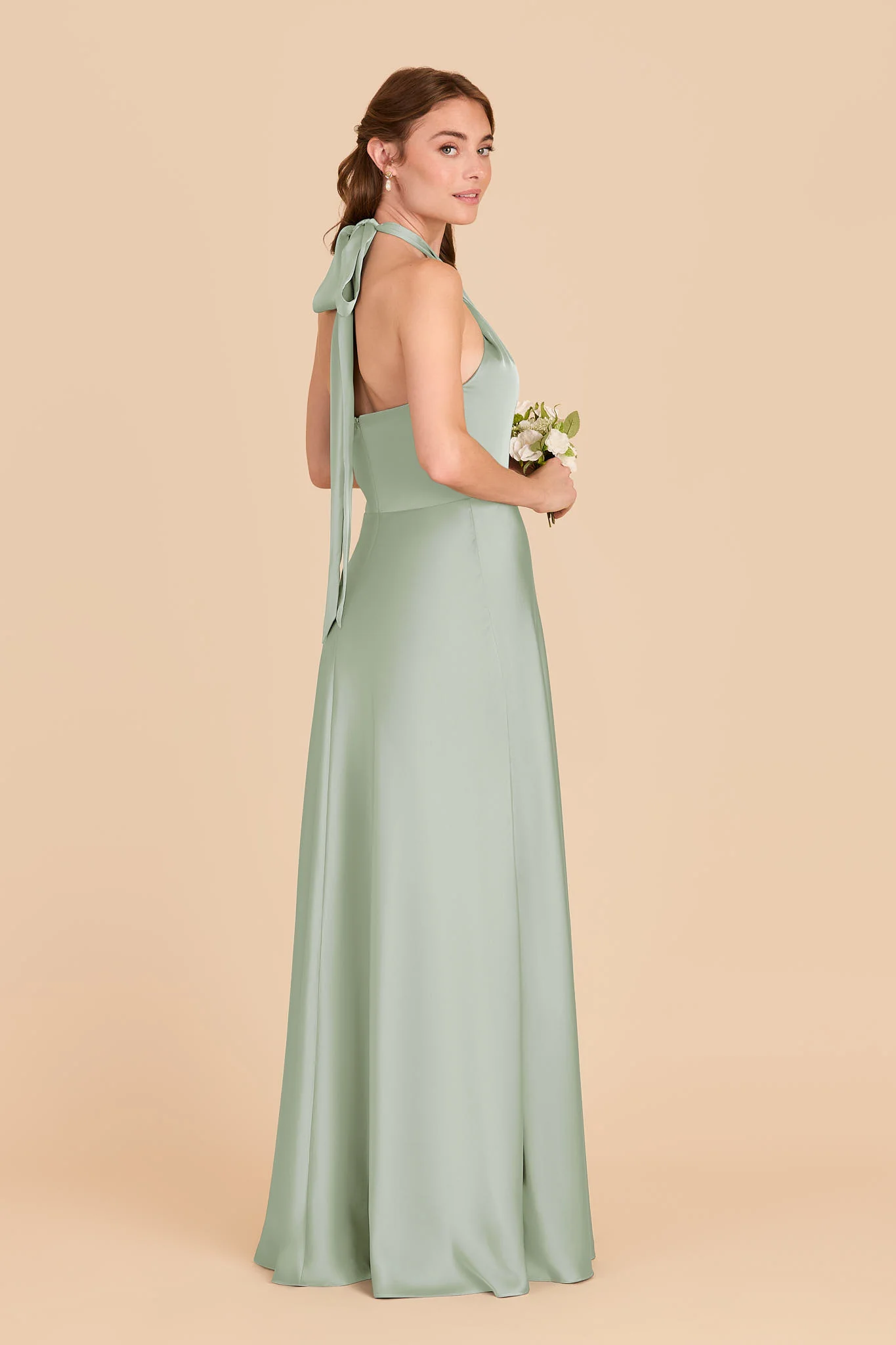 Monica Matte Satin Dress - Sage - Image 4