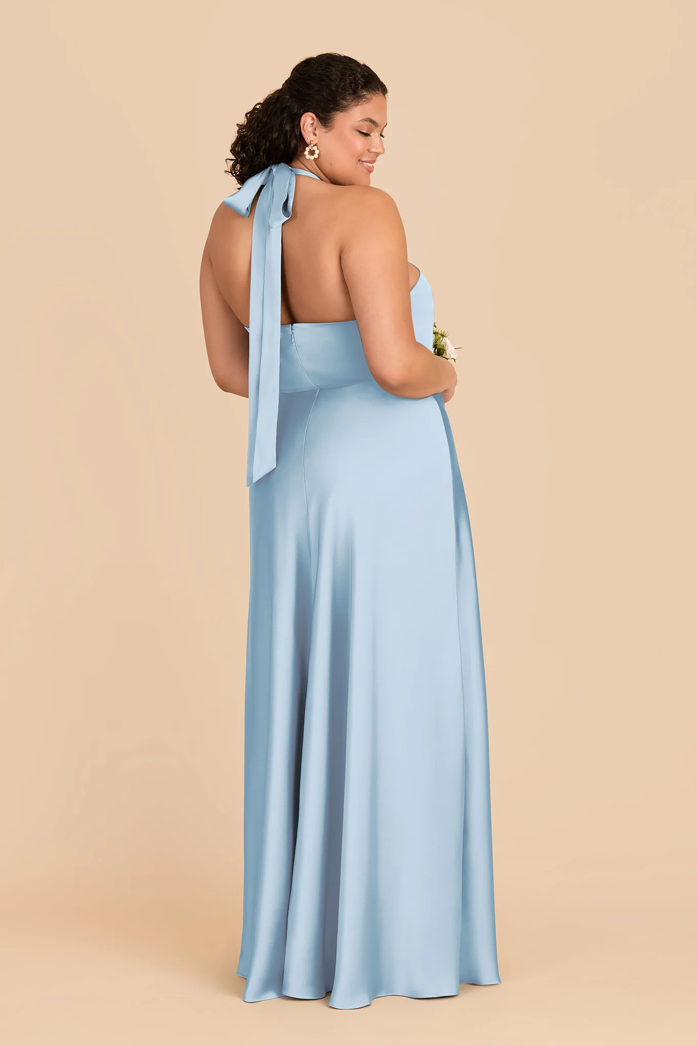 Monica Matte Satin Dress - Sky Blue - Image 7