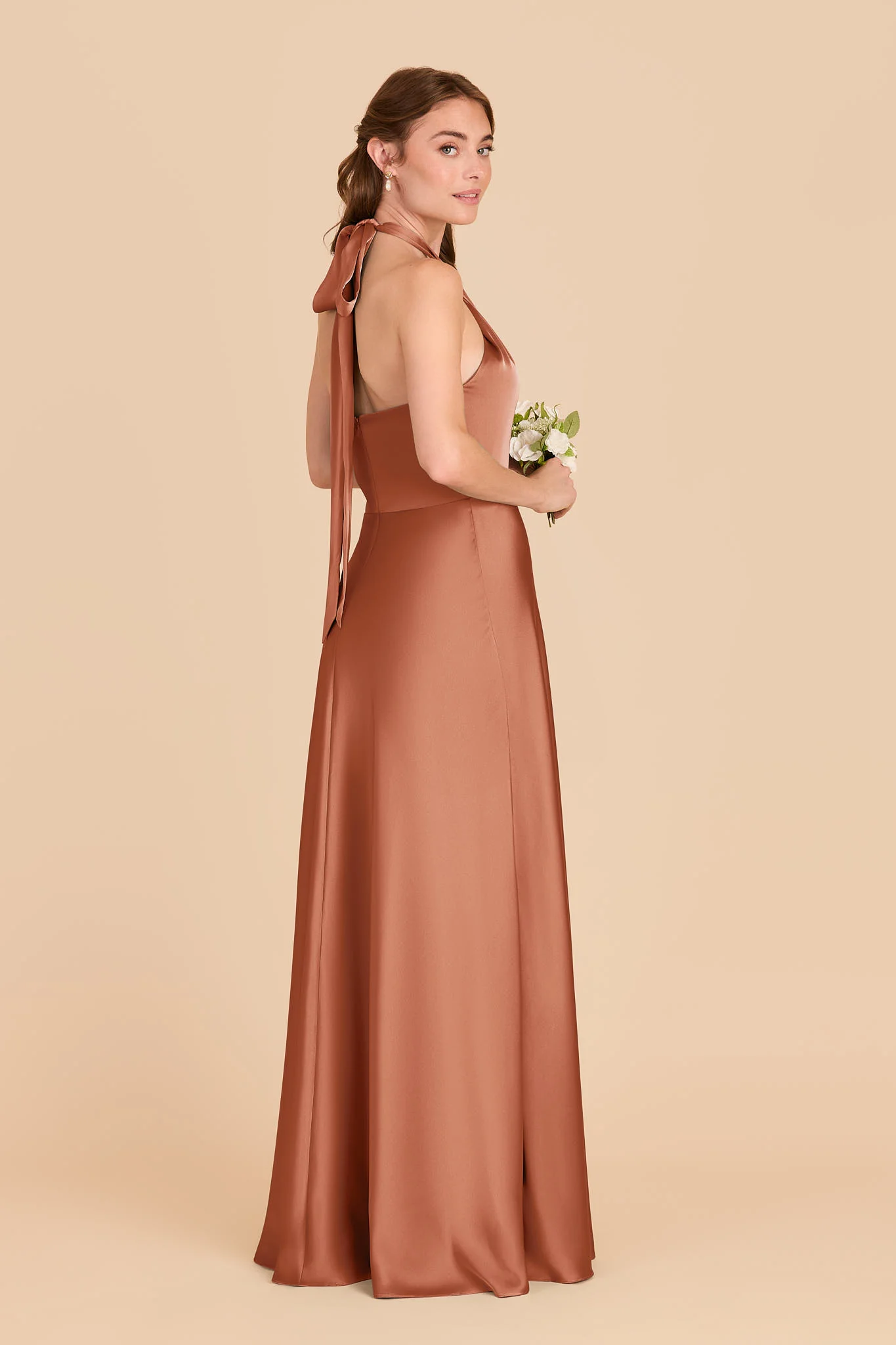 Monica Matte Satin Dress - Terracotta - Image 4