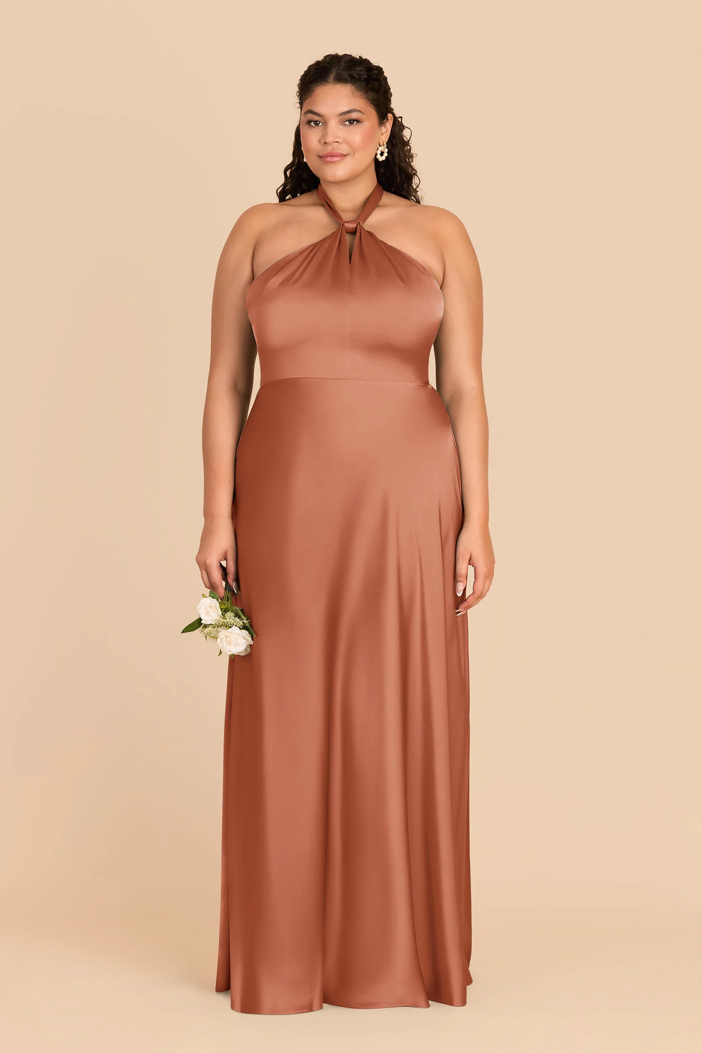Monica Matte Satin Dress - Terracotta - Image 6