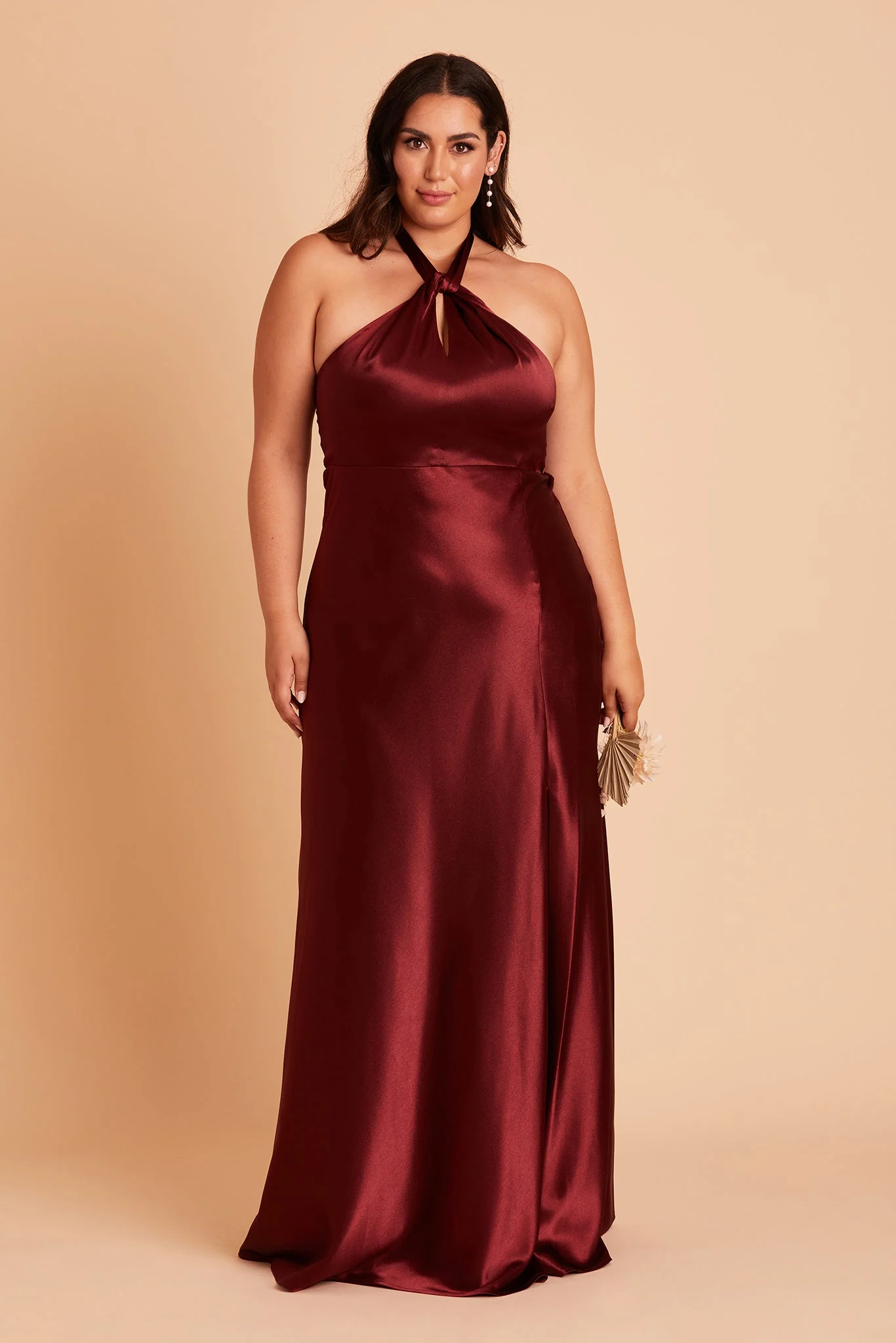 Monica Shiny Satin Dress - Cabernet - Image 12