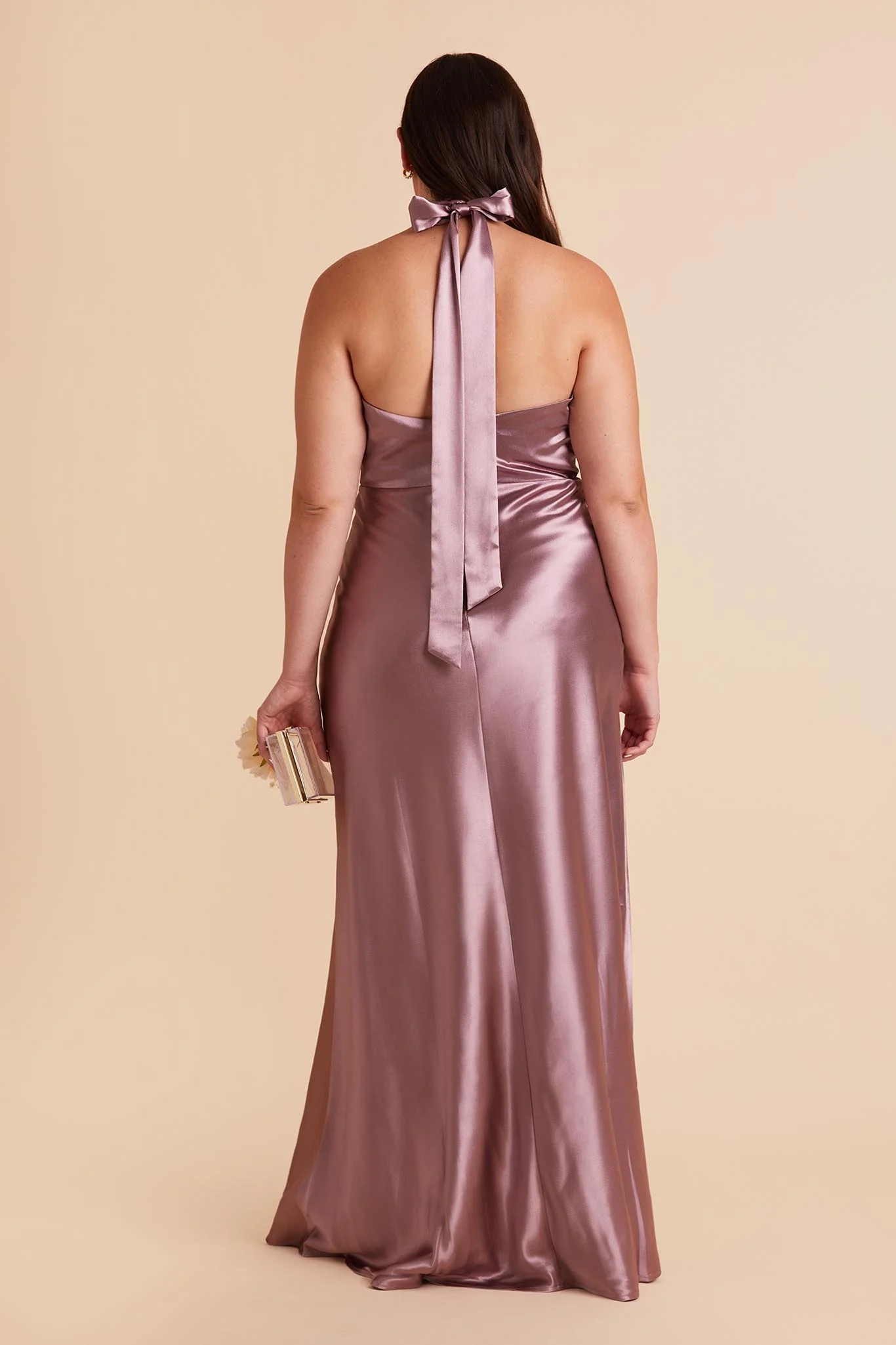 Monica Shiny Satin Dress - Dark Mauve - Image 9