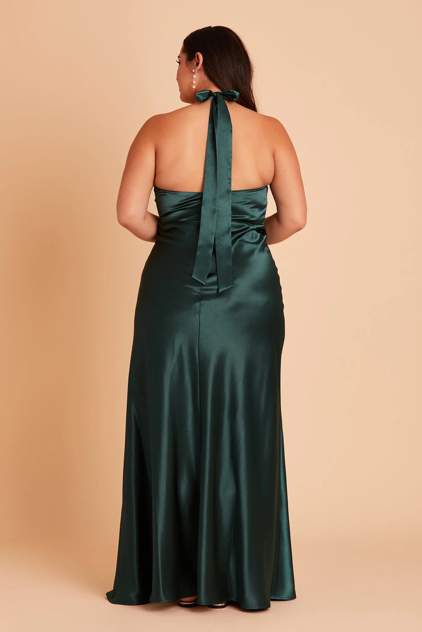 Monica Shiny Satin Dress - Emerald - Image 14