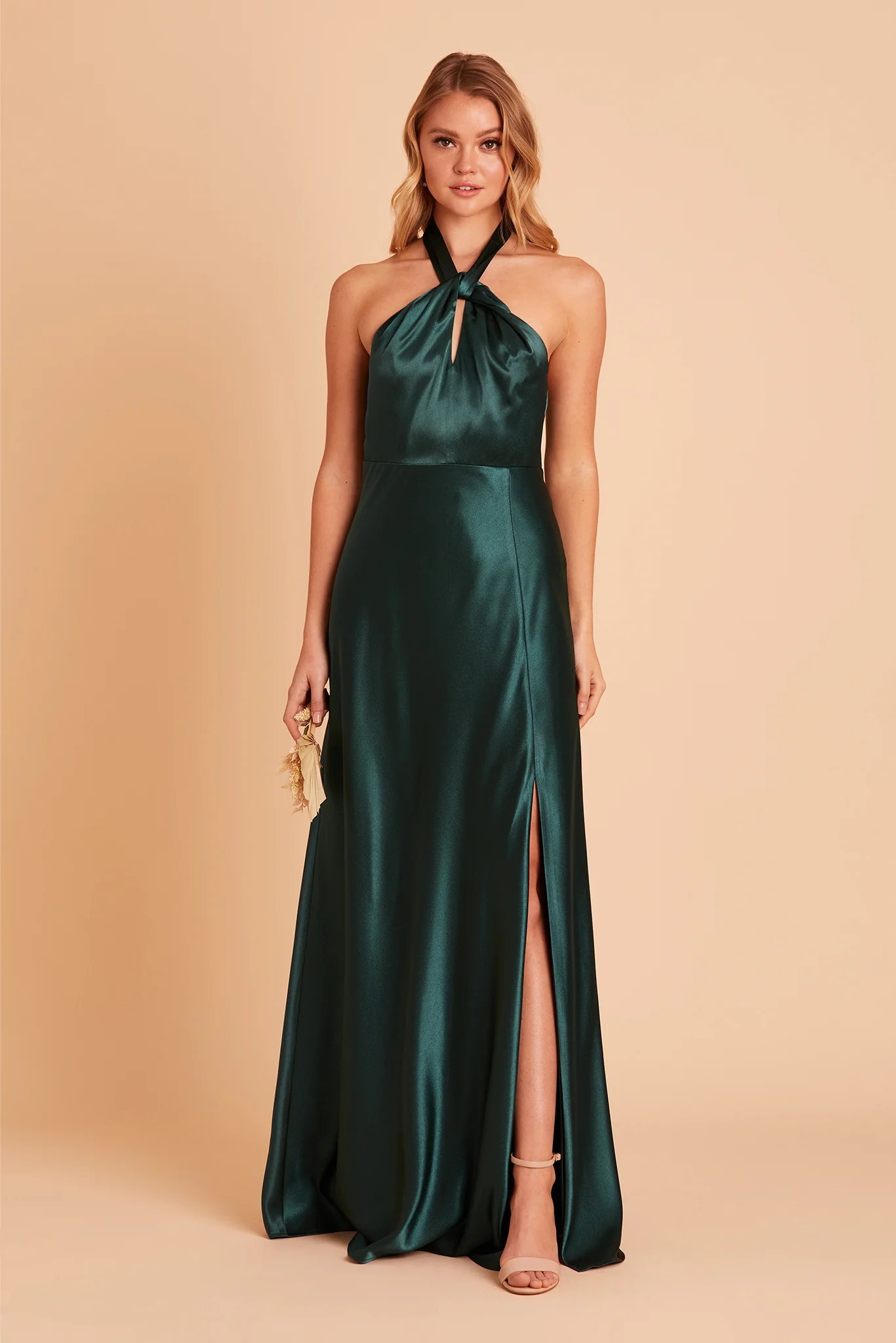 Monica Shiny Satin Dress - Emerald - Image 6