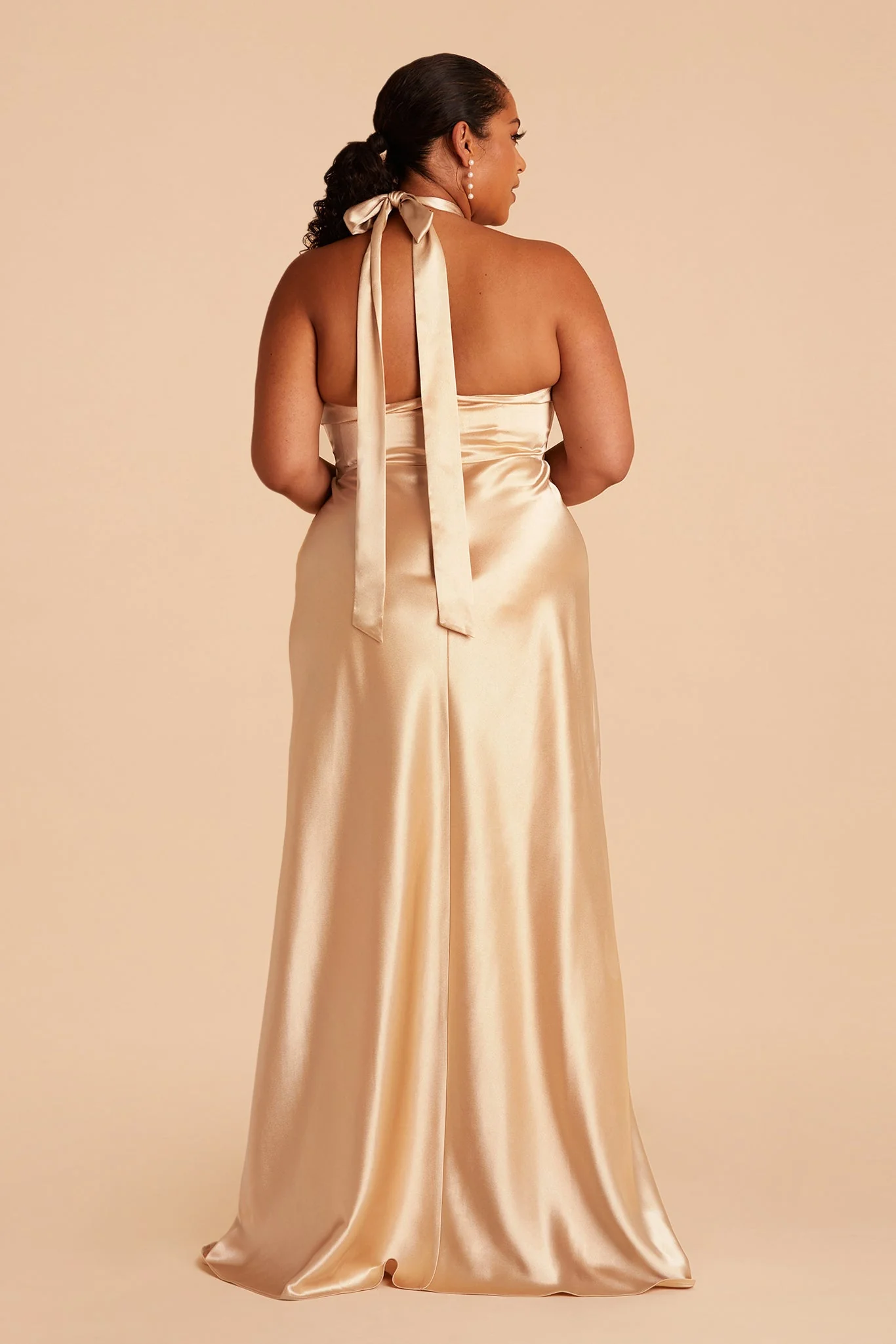 Monica Shiny Satin Dress - Gold - Image 12