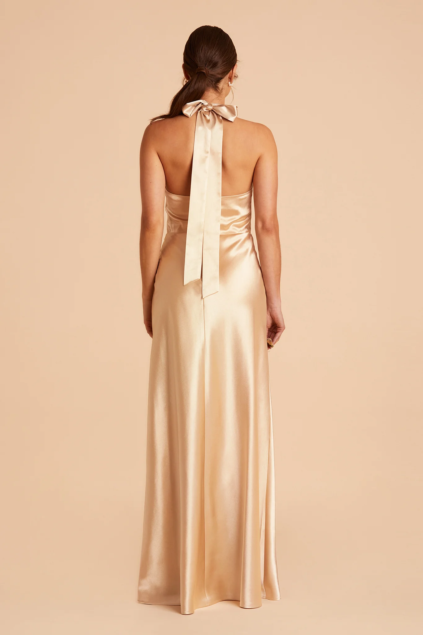 Monica Shiny Satin Dress - Gold - Image 8