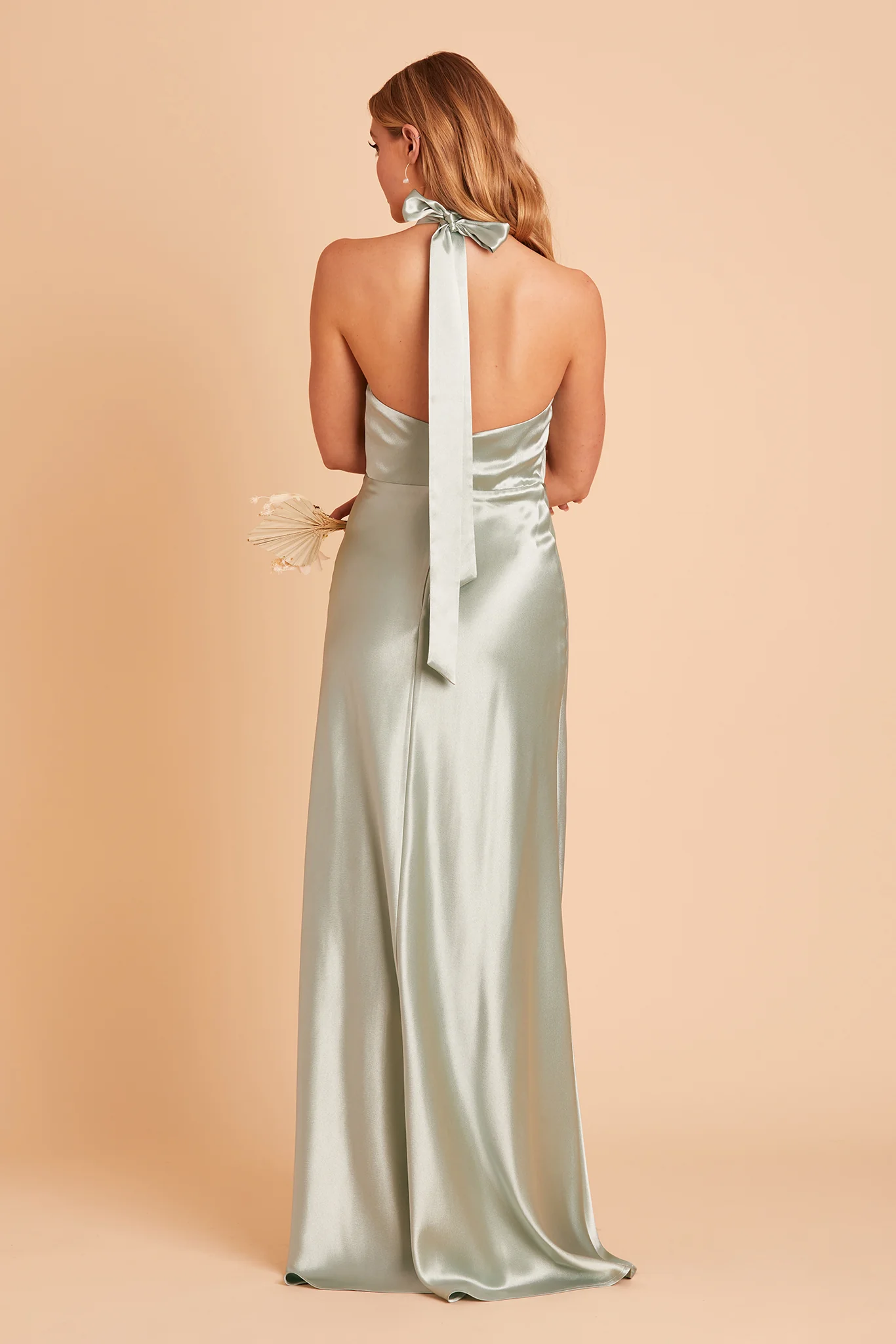 Monica Shiny Satin Dress - Sage - Image 7