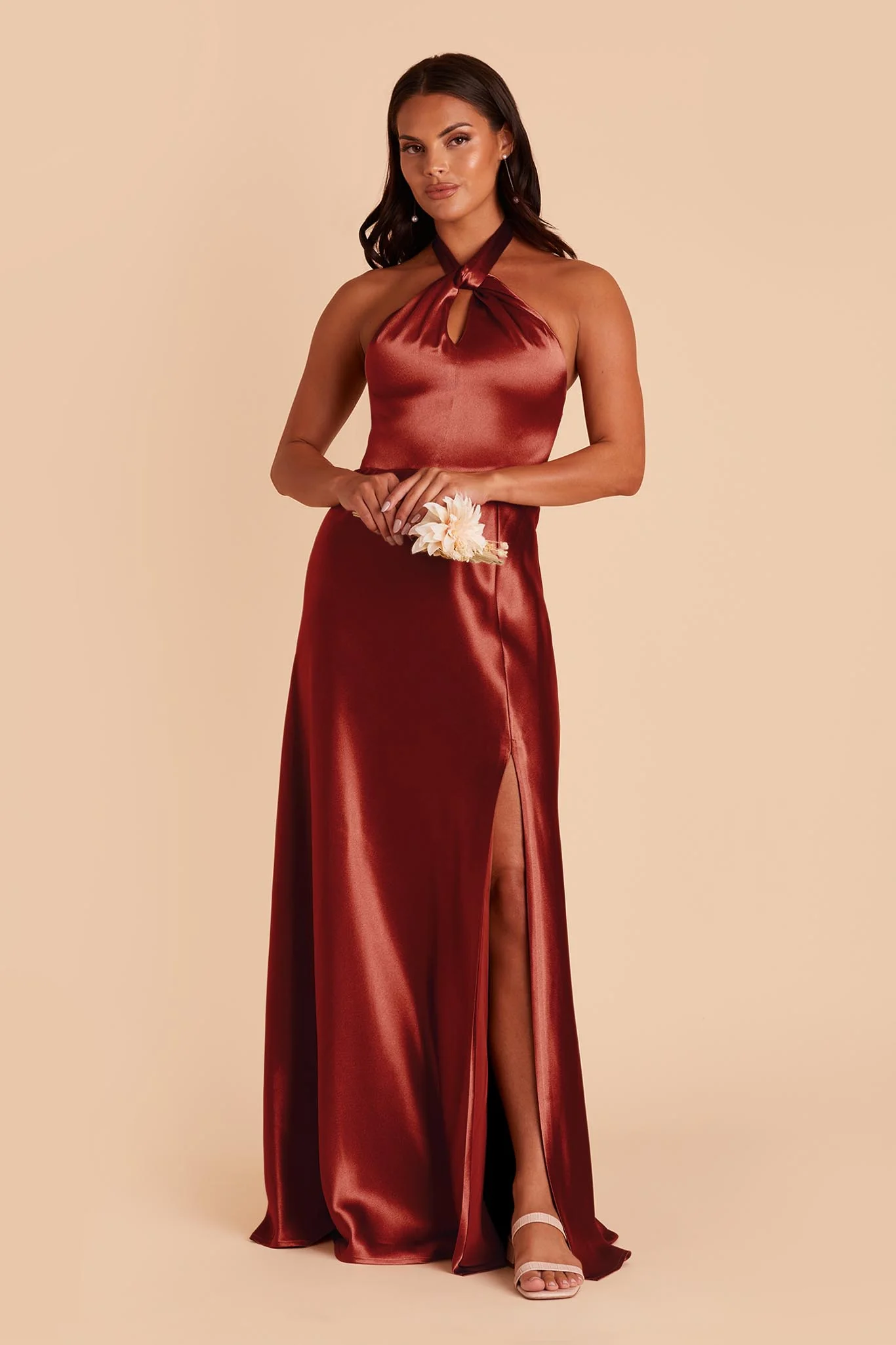 Monica Shiny Satin Dress - Spice - Image 5