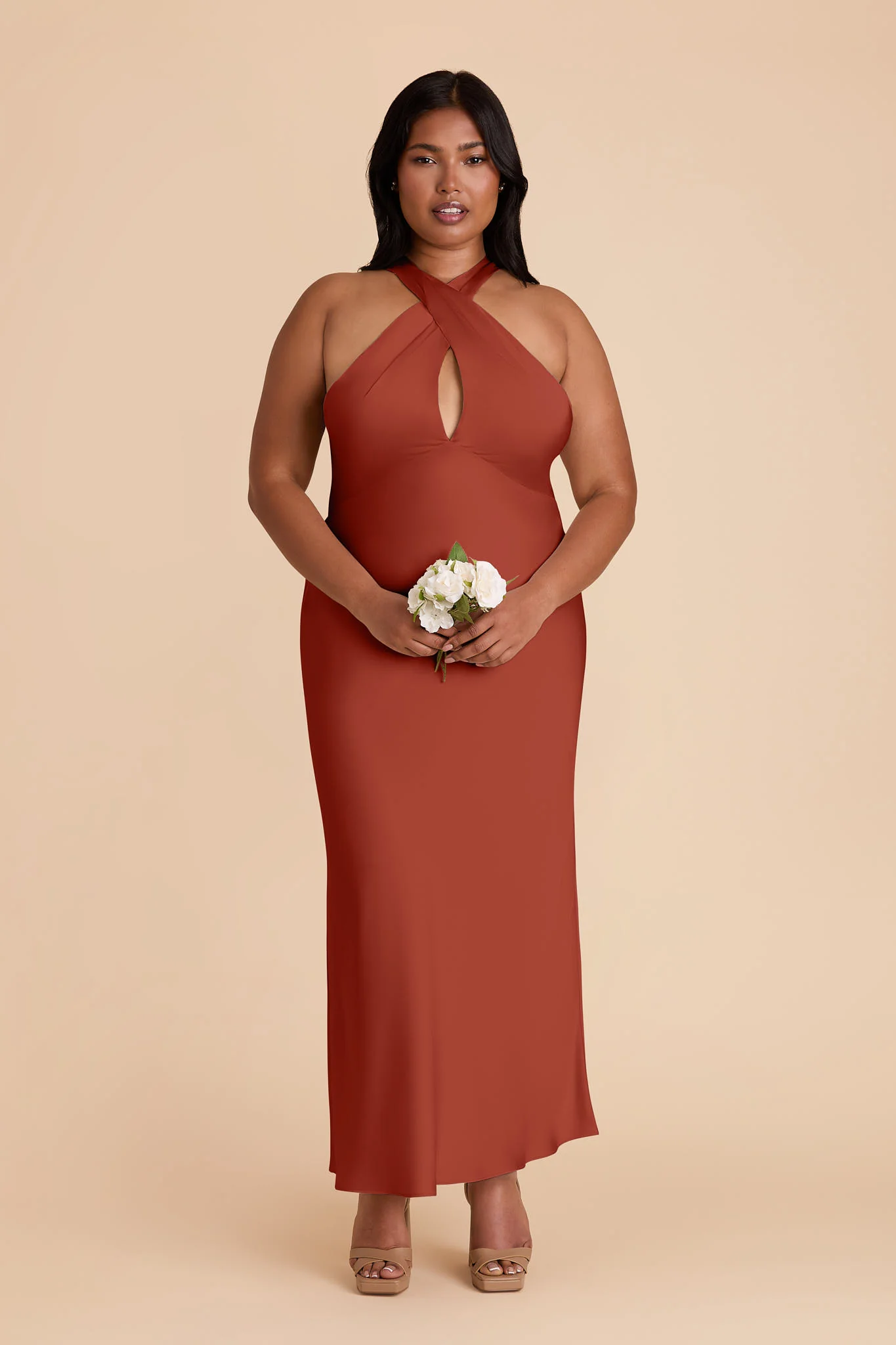 Monique Matte Satin Dress - Auburn - Image 7