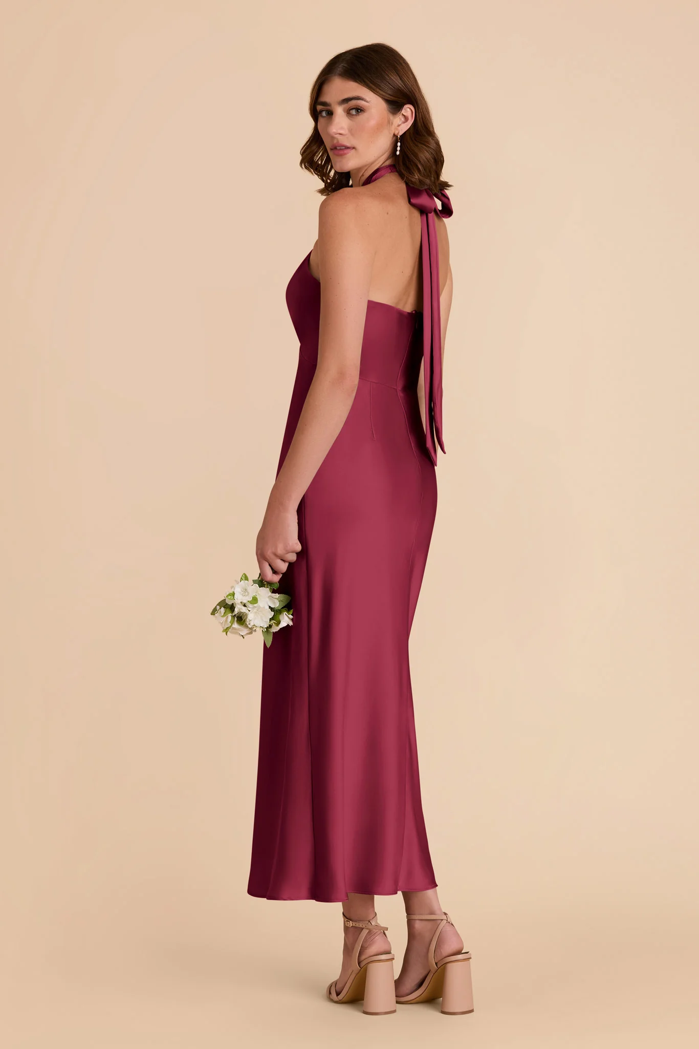 Monique Matte Satin Dress - Berry - Image 4