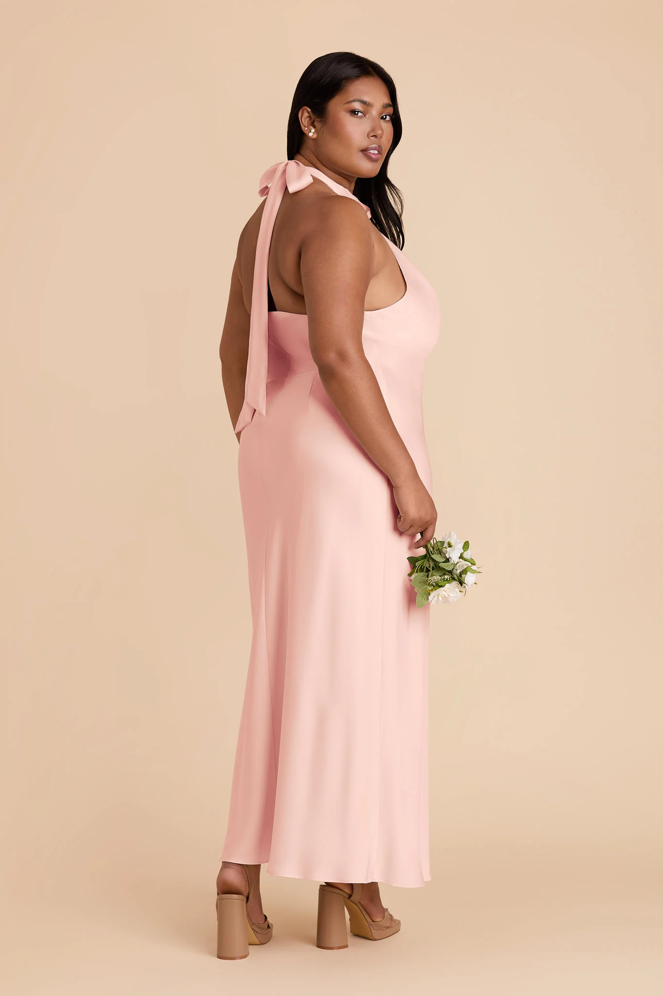 Monique Matte Satin Dress - Blush Pink - Image 10