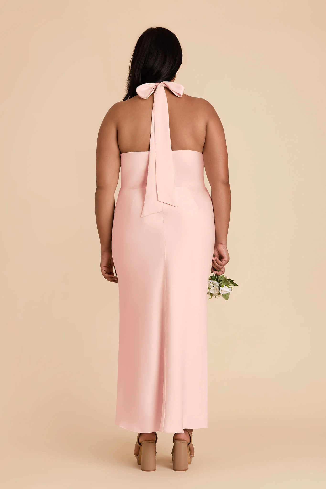 Monique Matte Satin Dress - Blush Pink - Image 11