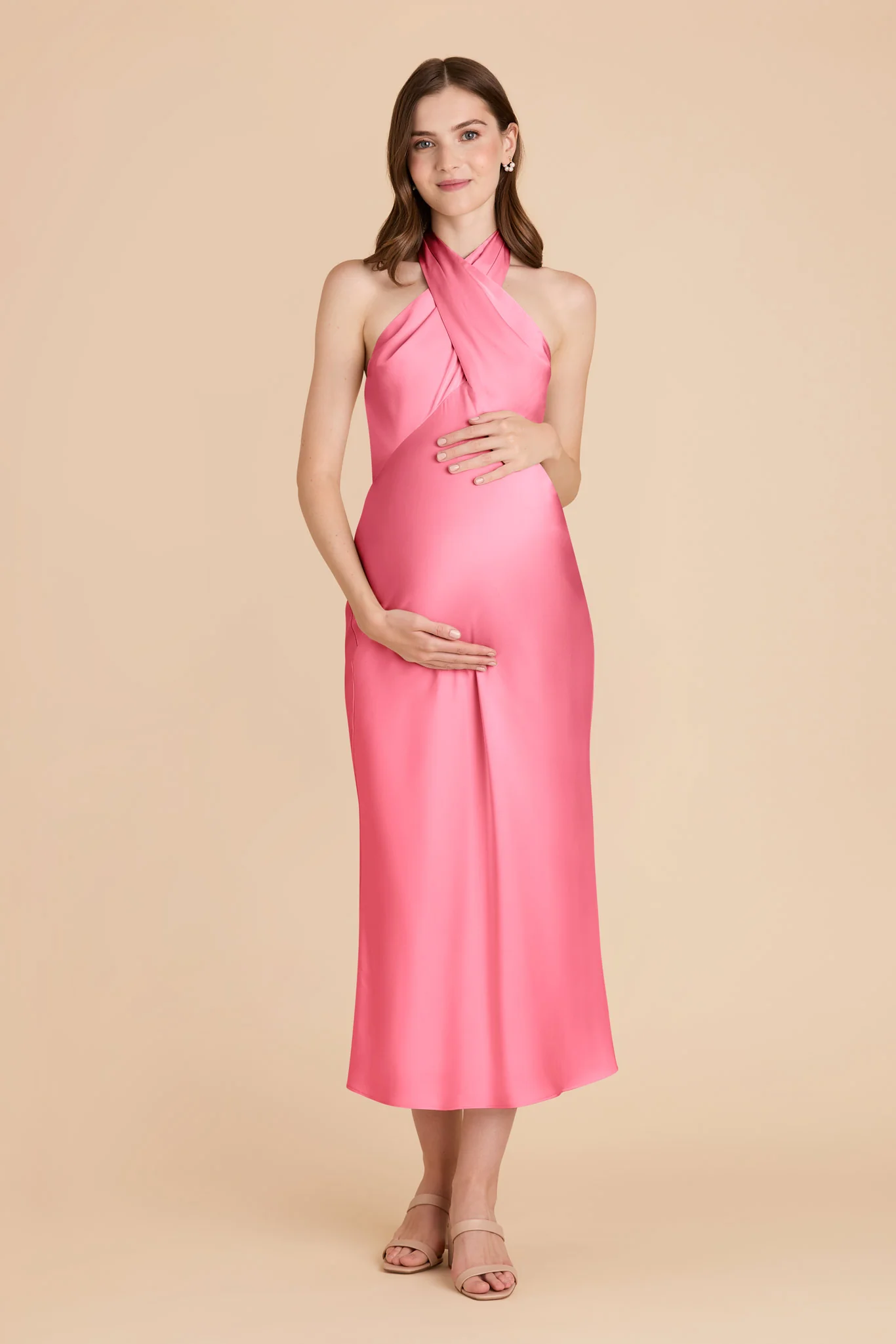 Monique Matte Satin Dress - Bon Bon Pink - Image 2
