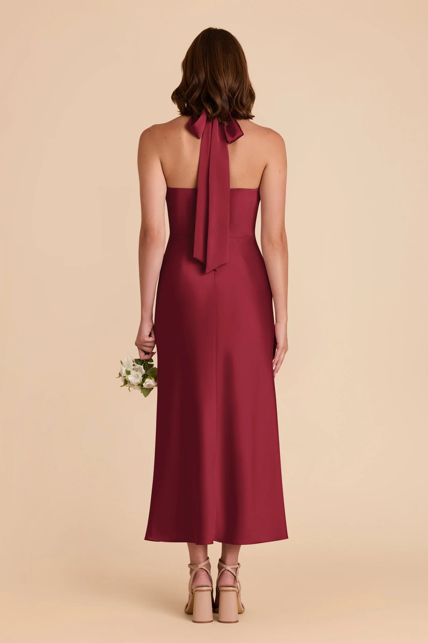 Monique Matte Satin Dress - Burgundy - Image 6