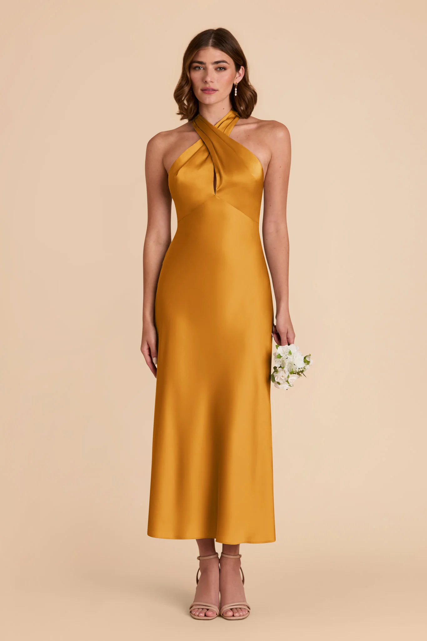 Monique Matte Satin Dress - Butterscotch
