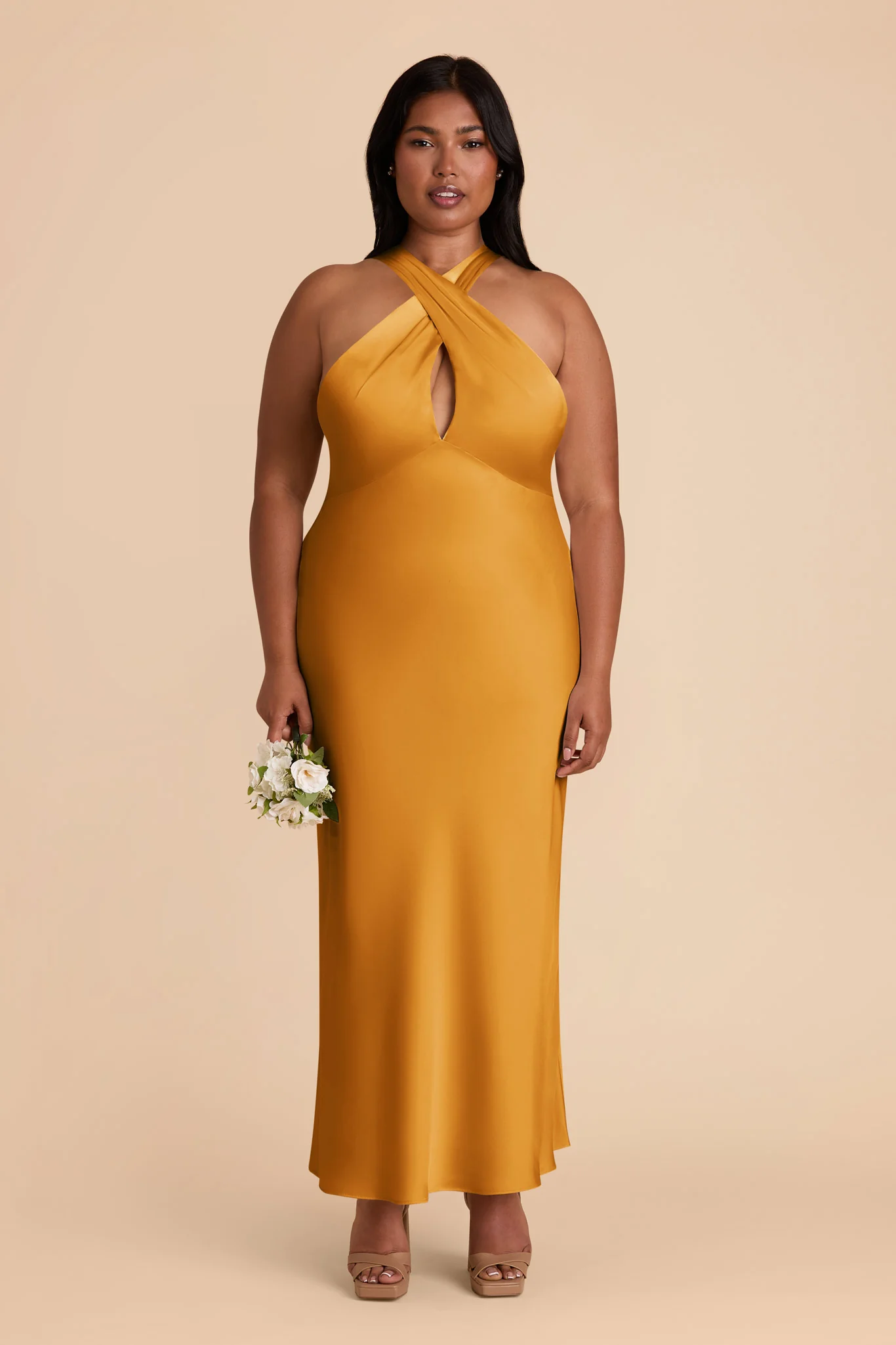 Monique Matte Satin Dress - Butterscotch - Image 6