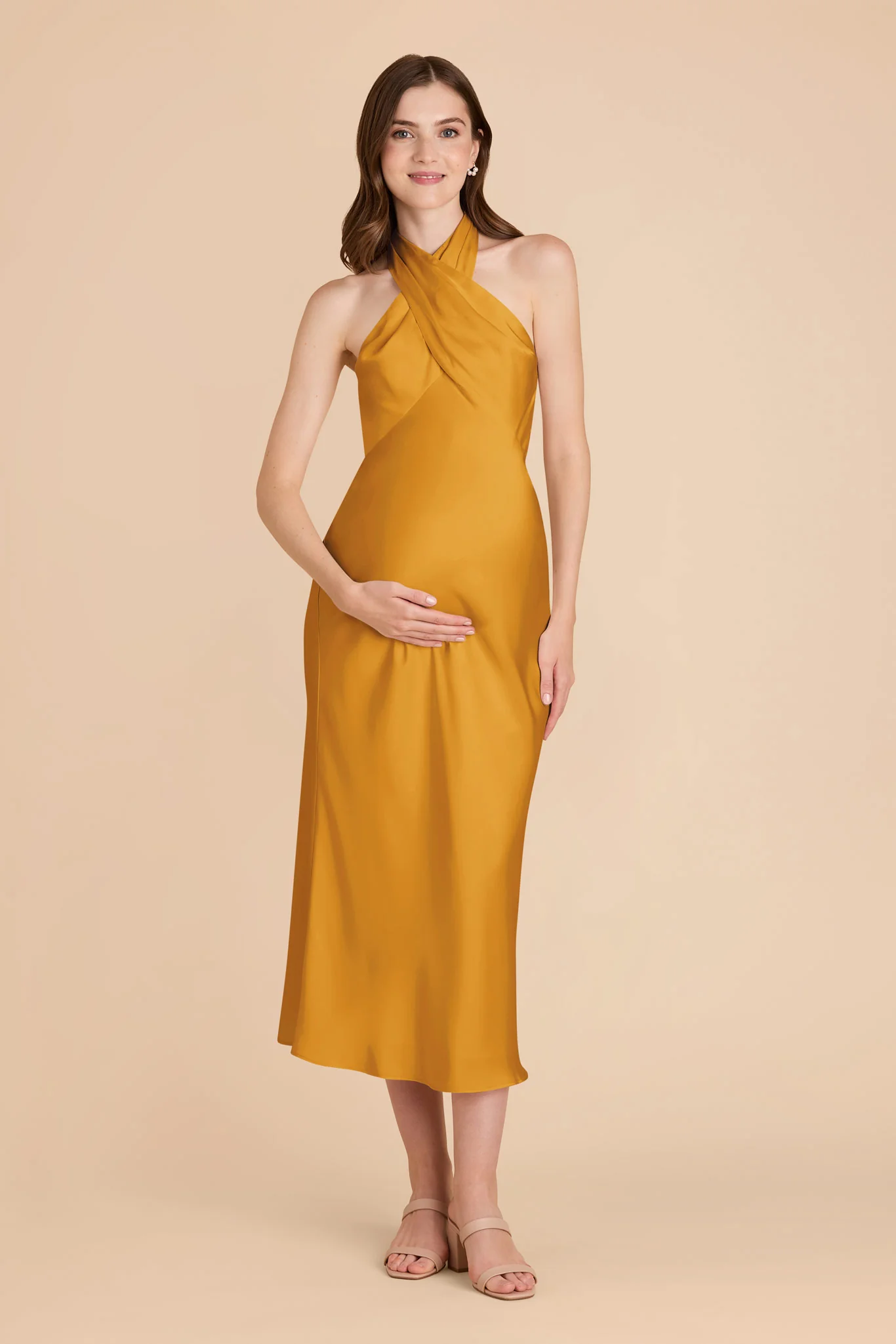 Monique Matte Satin Dress - Butterscotch - Image 7