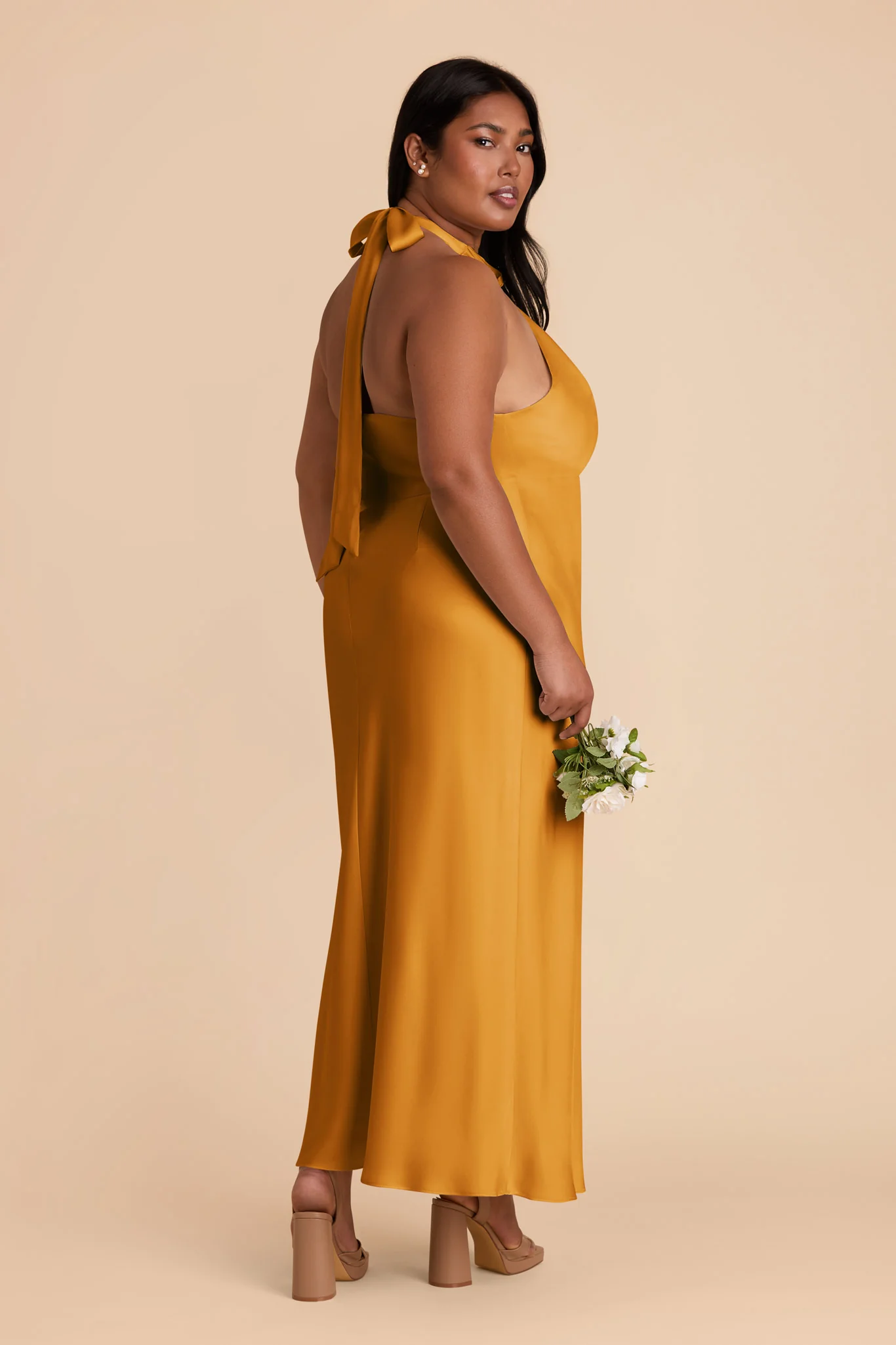 Monique Matte Satin Dress - Butterscotch - Image 8