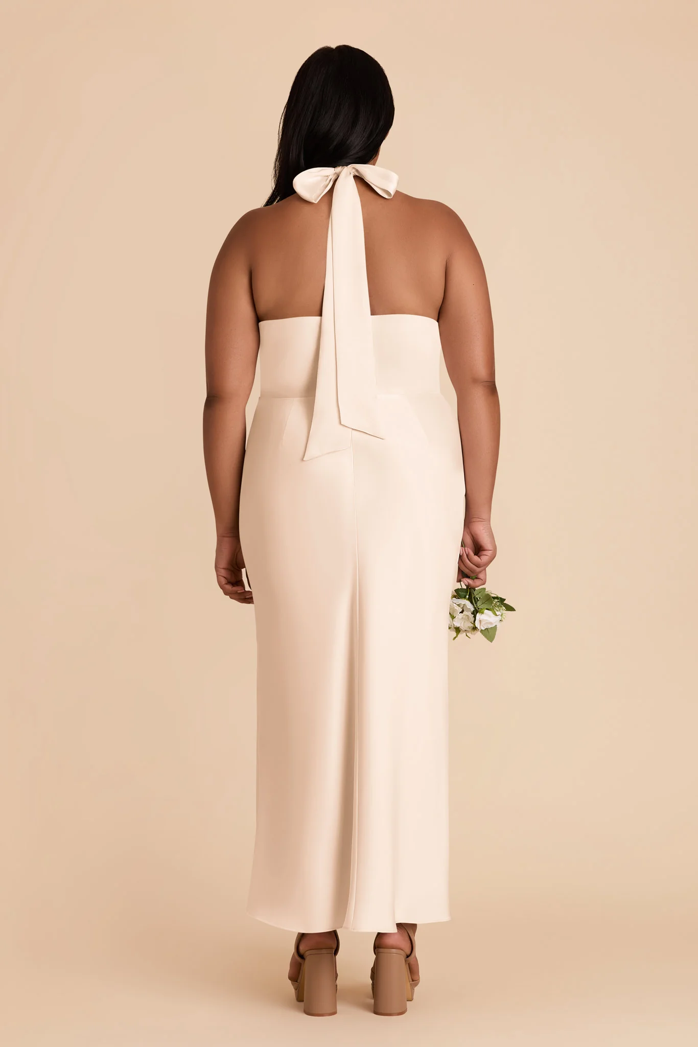 Monique Matte Satin Dress - Champagne - Image 10