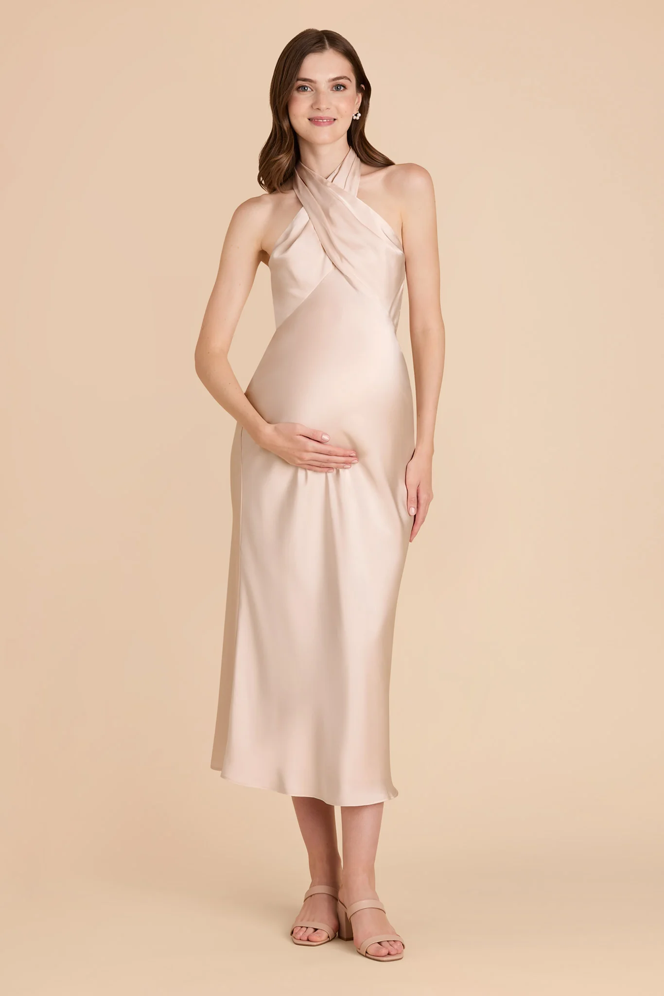 Monique Matte Satin Dress - Champagne - Image 7