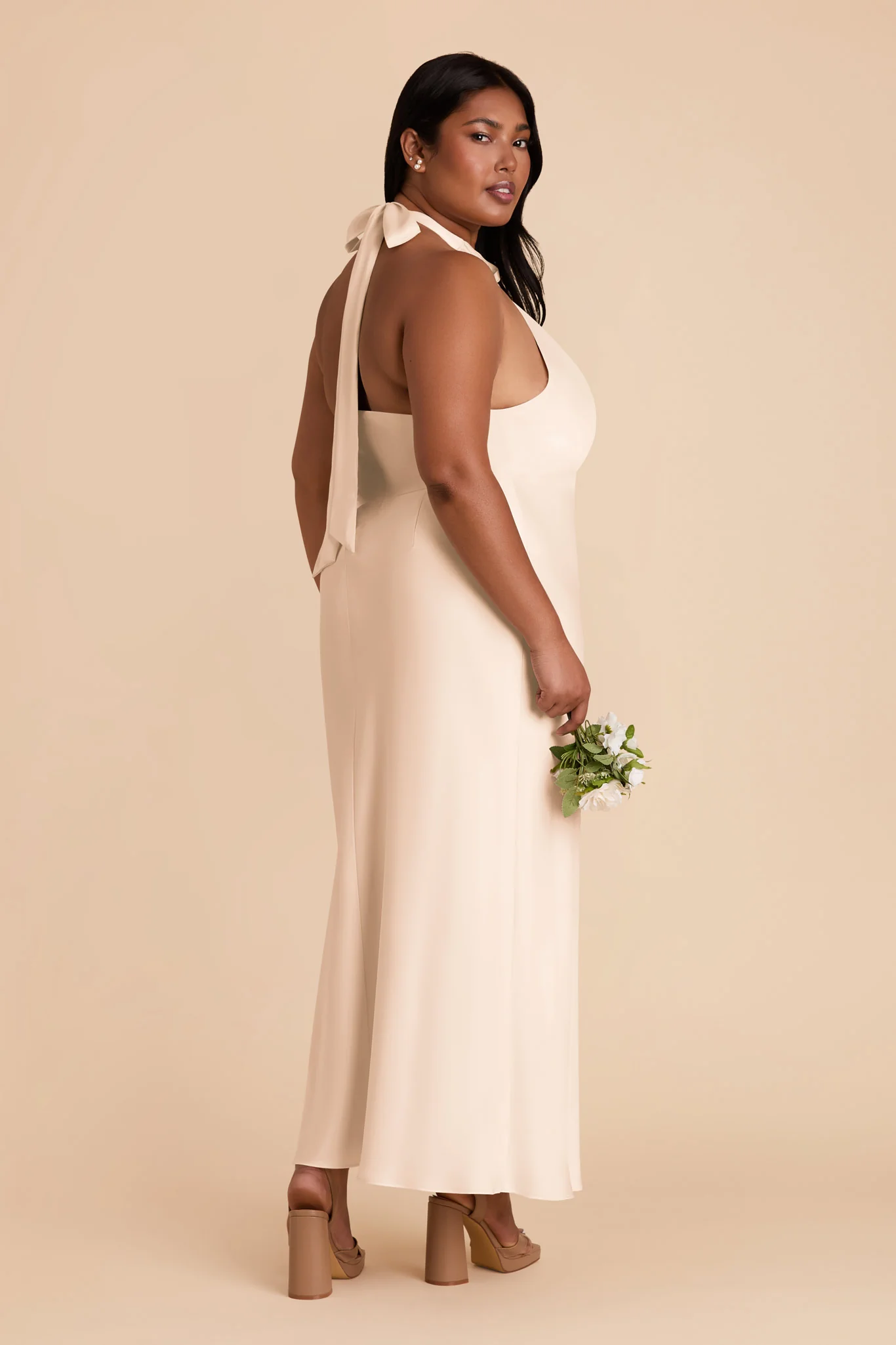 Monique Matte Satin Dress - Champagne - Image 9