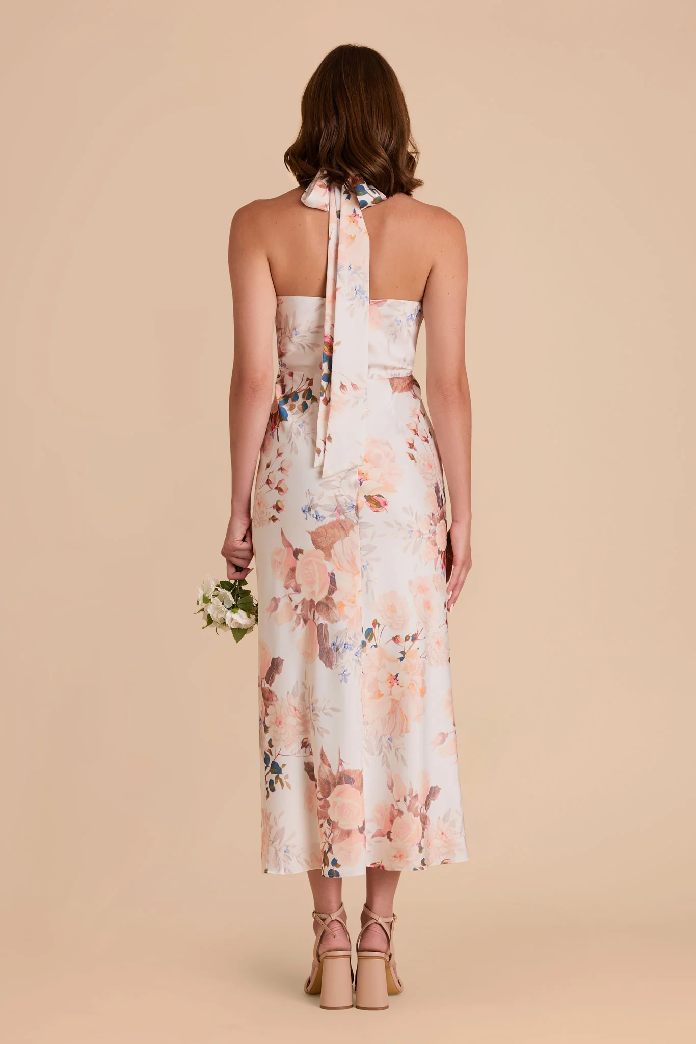 Monique Matte Satin Dress - Champagne Cascadia Bouquet - Image 5