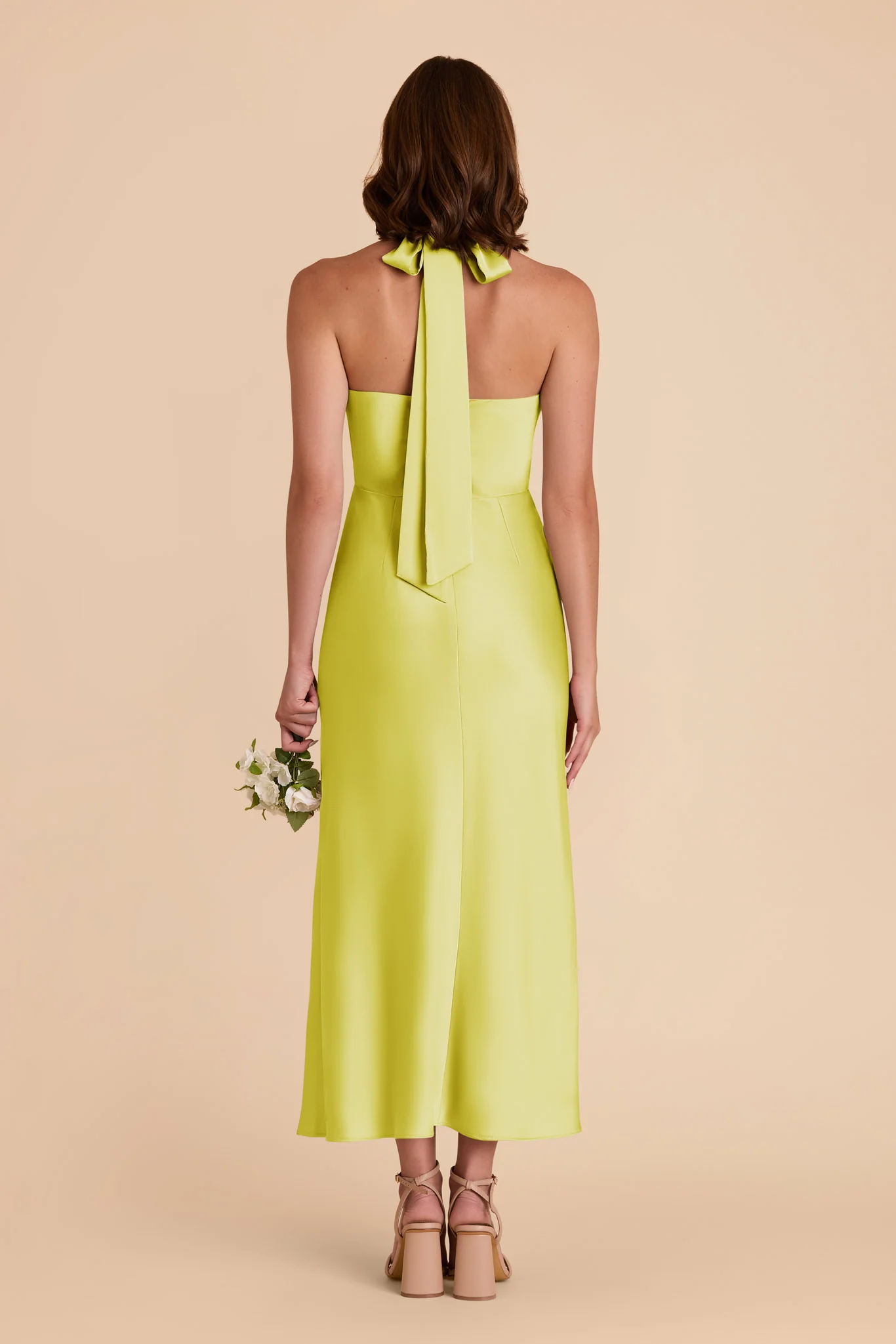 Monique Matte Satin Dress - Chartreuse - Image 5