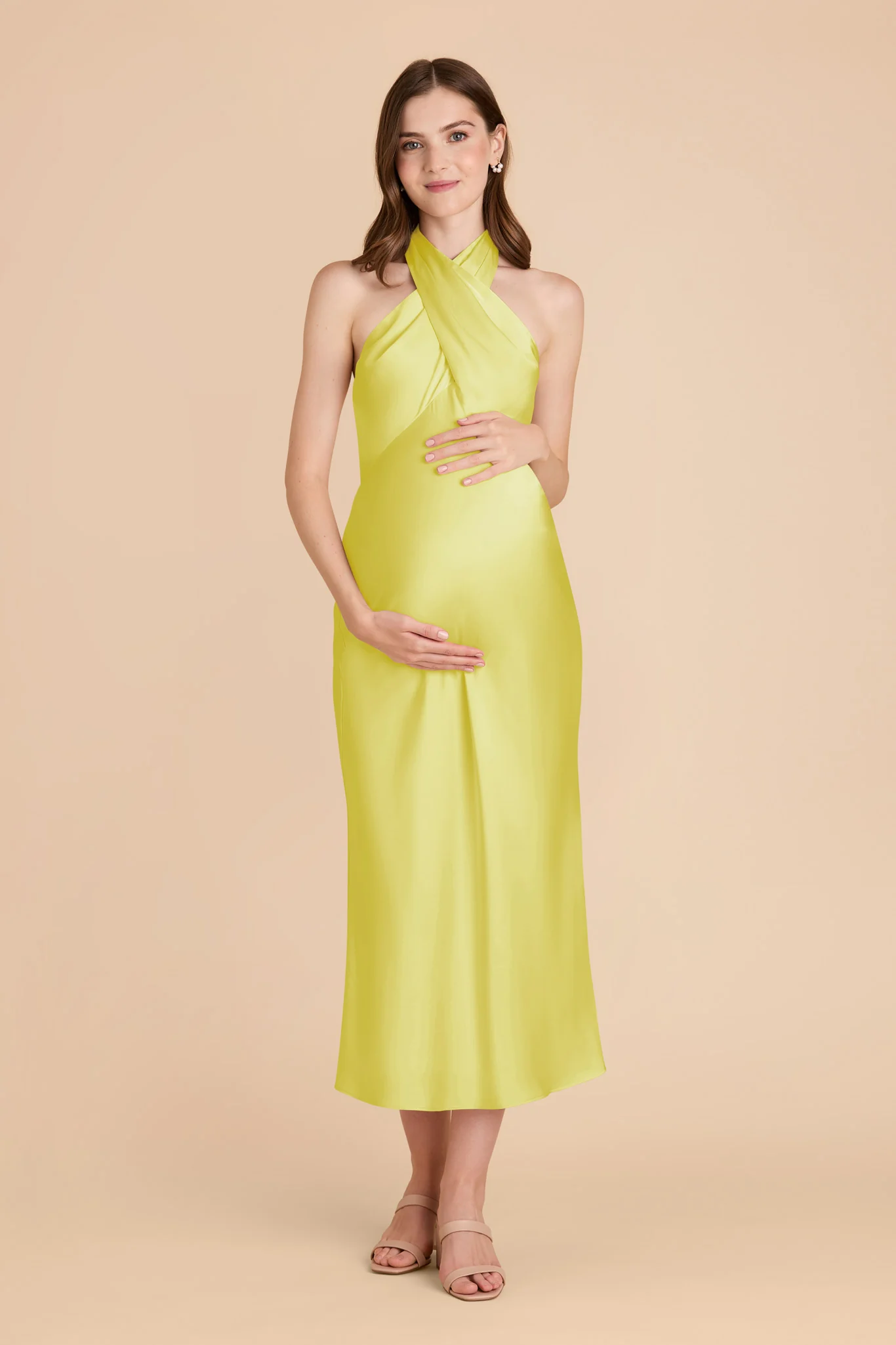 Monique Matte Satin Dress - Chartreuse - Image 7