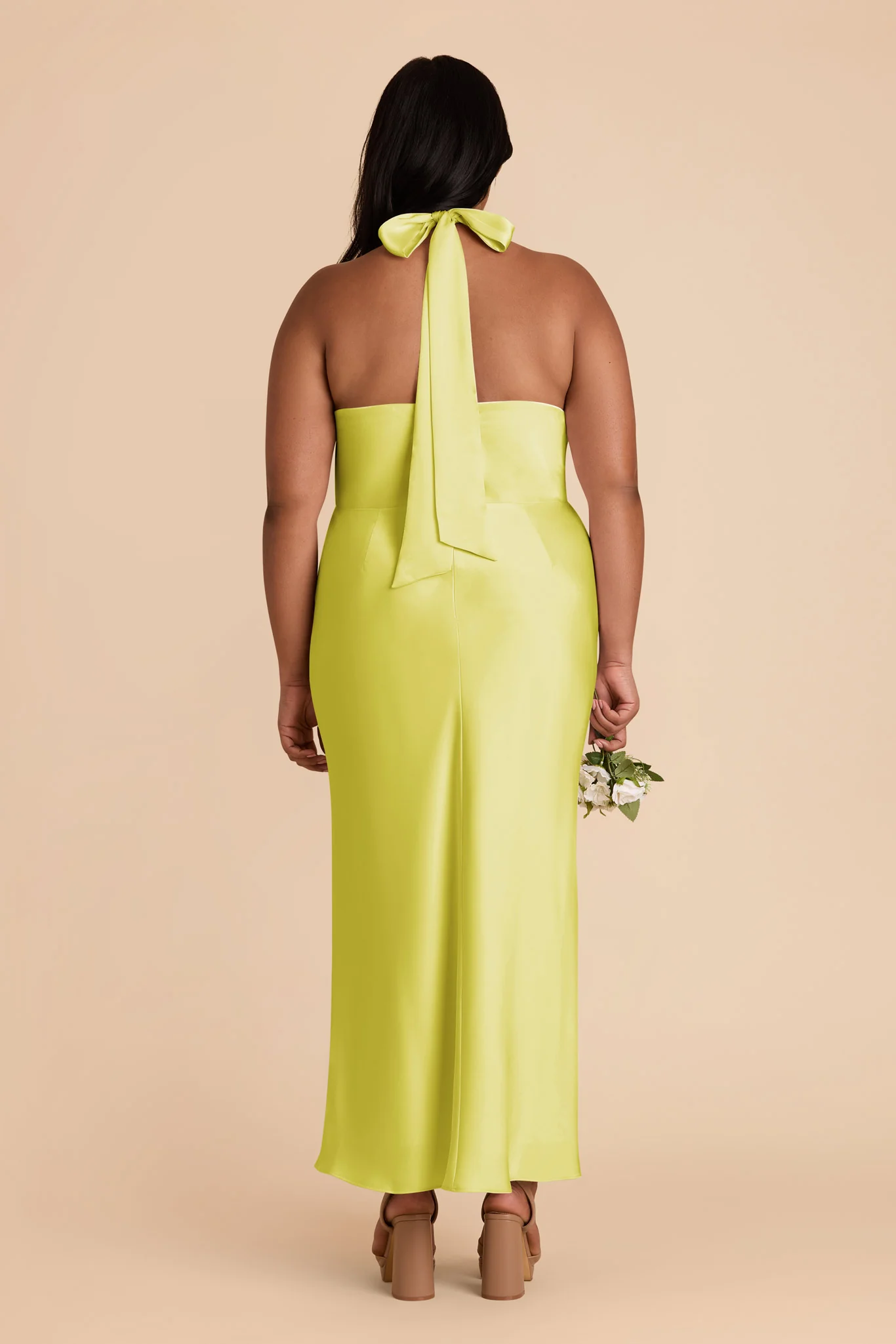 Monique Matte Satin Dress - Chartreuse - Image 9