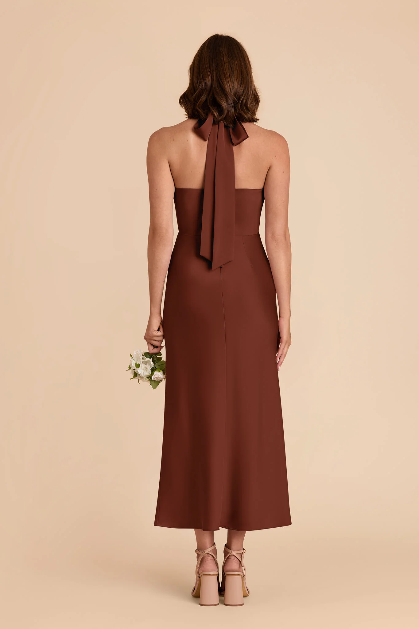 Monique Matte Satin Dress - Cognac - Image 6
