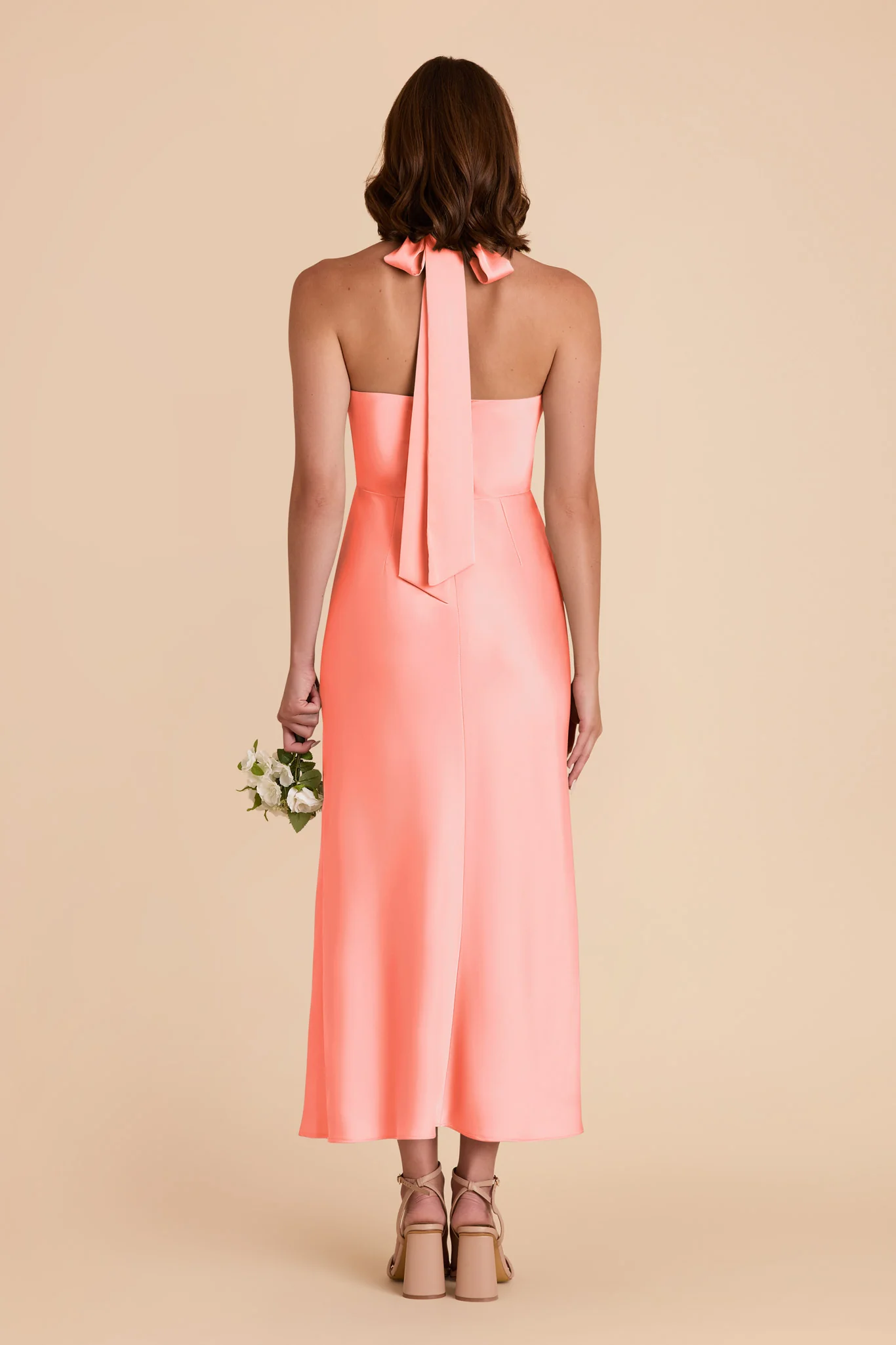 Monique Matte Satin Dress - Coral Pink - Image 5