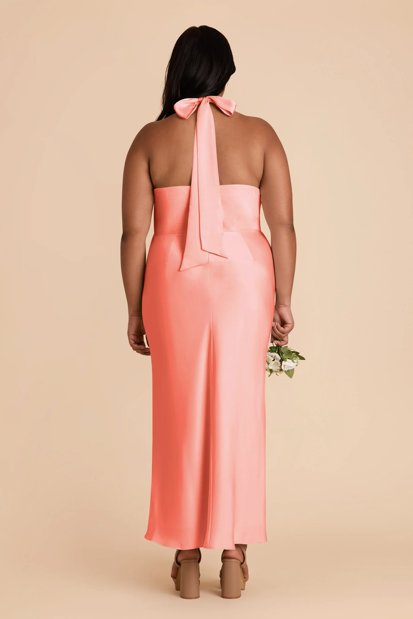 Monique Matte Satin Dress - Coral Pink - Image 9