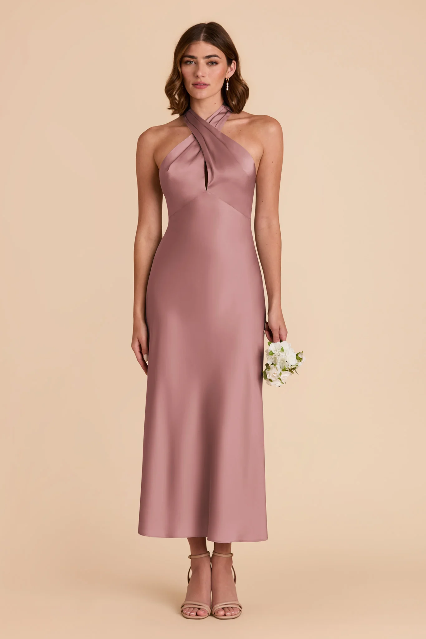 Monique Matte Satin Dress - Dark Mauve - Image 3