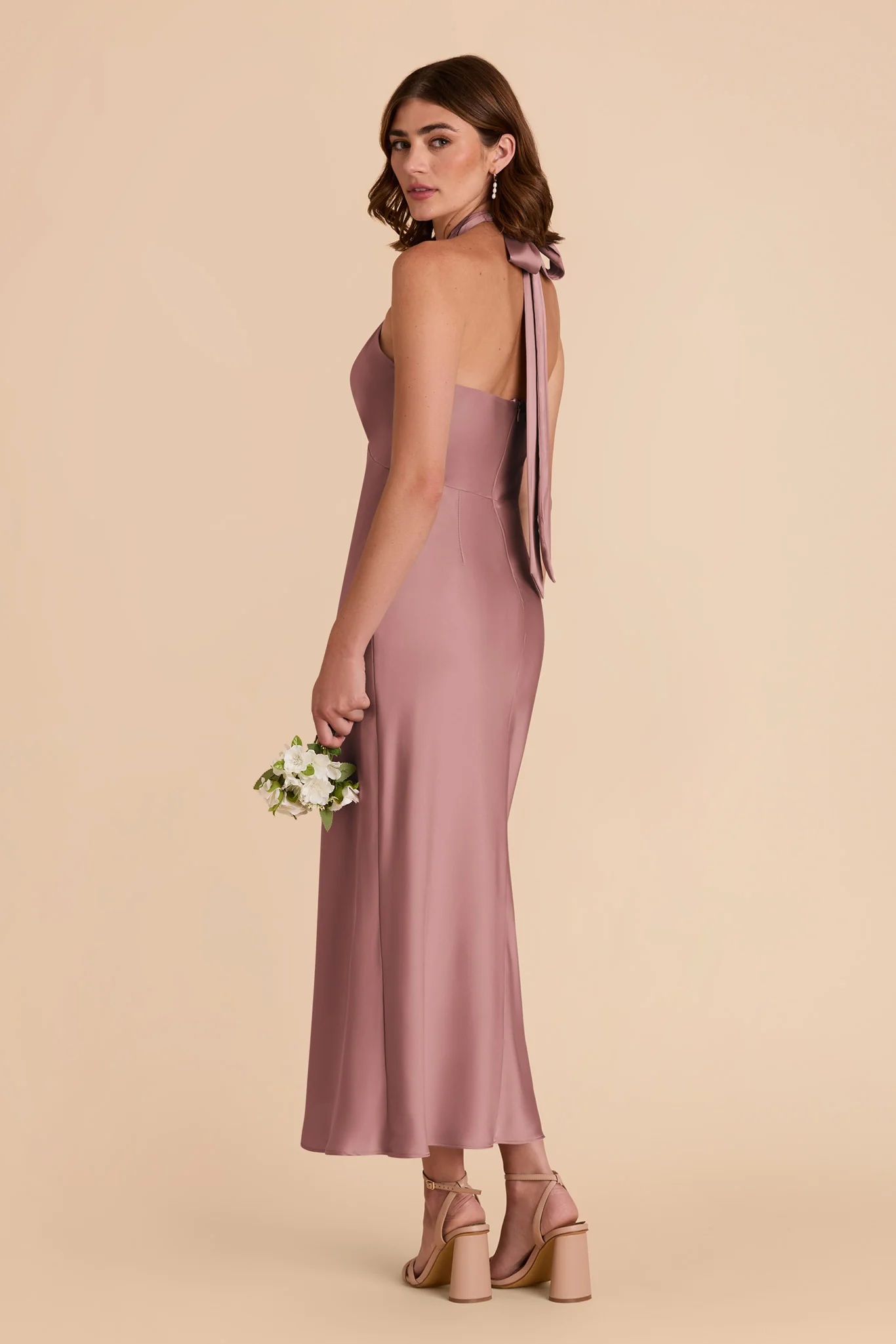 Monique Matte Satin Dress - Dark Mauve - Image 4