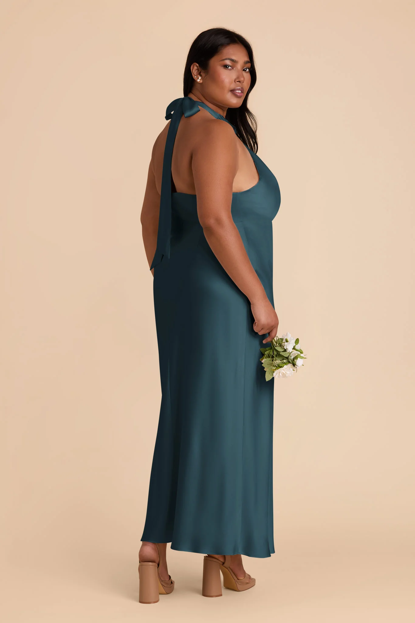 Monique Matte Satin Dress - Dark Teal - Image 8