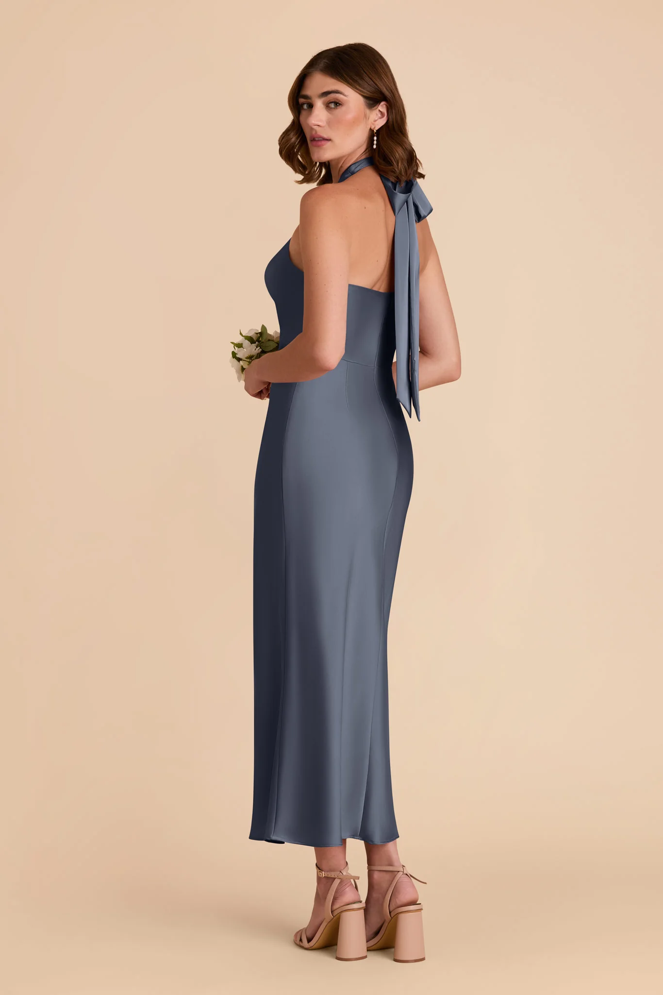 Monique Matte Satin Dress - Dusk Blue - Image 6