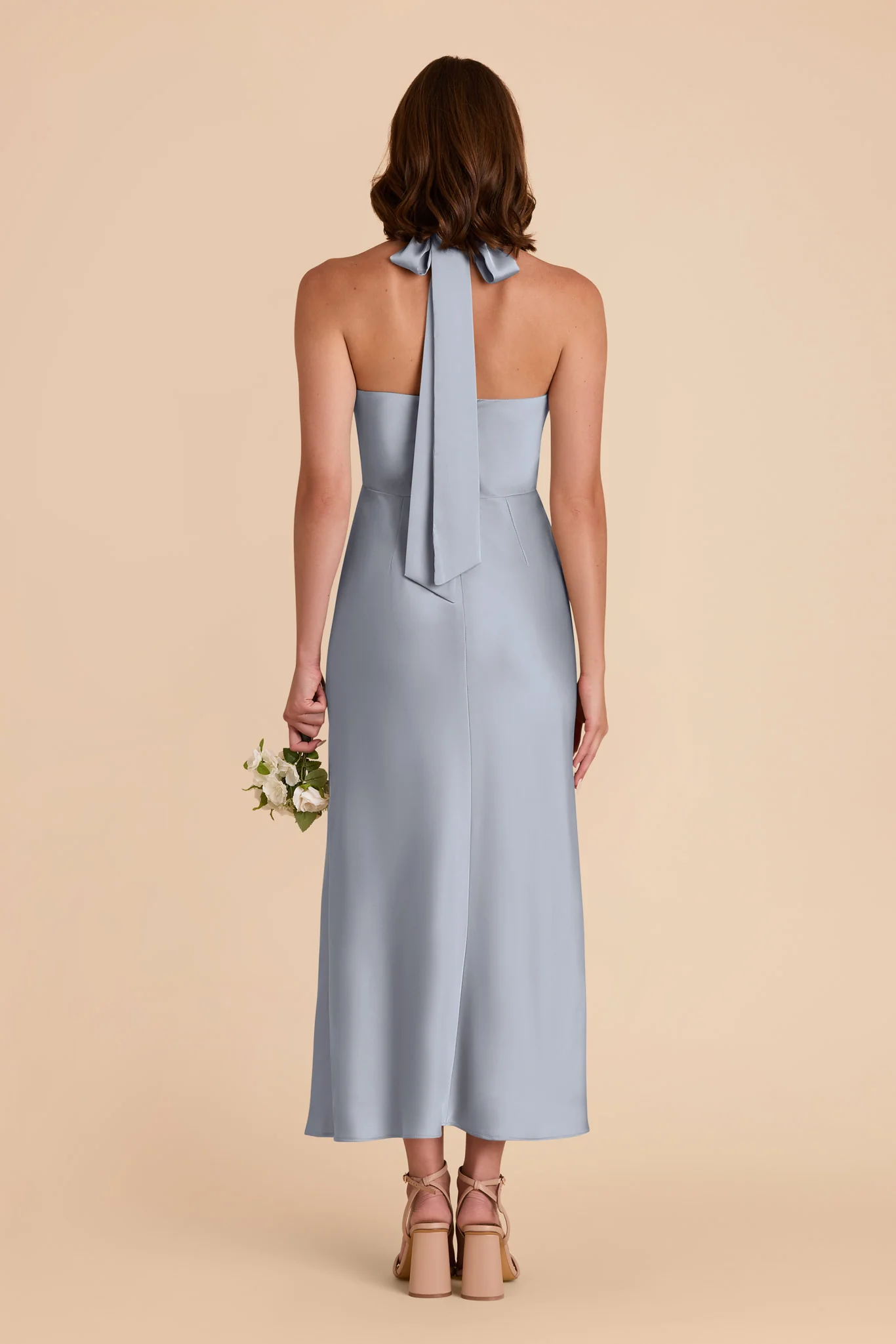 Monique Matte Satin Dress - Dusty Blue - Image 5