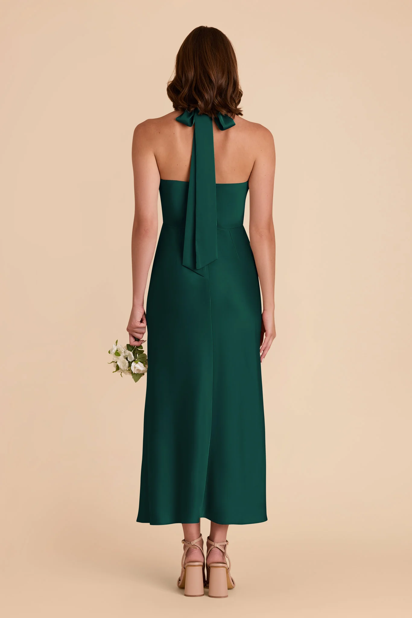 Monique Matte Satin Dress - Emerald - Image 5
